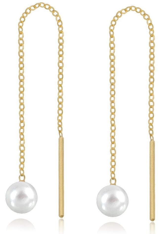 Firetti Perlenohrringe »Schmuck Geschenk Gold 333 Ohrschmuck Durchzieher Perle Kettenglieder«, mit Süßwasserzuchtperle