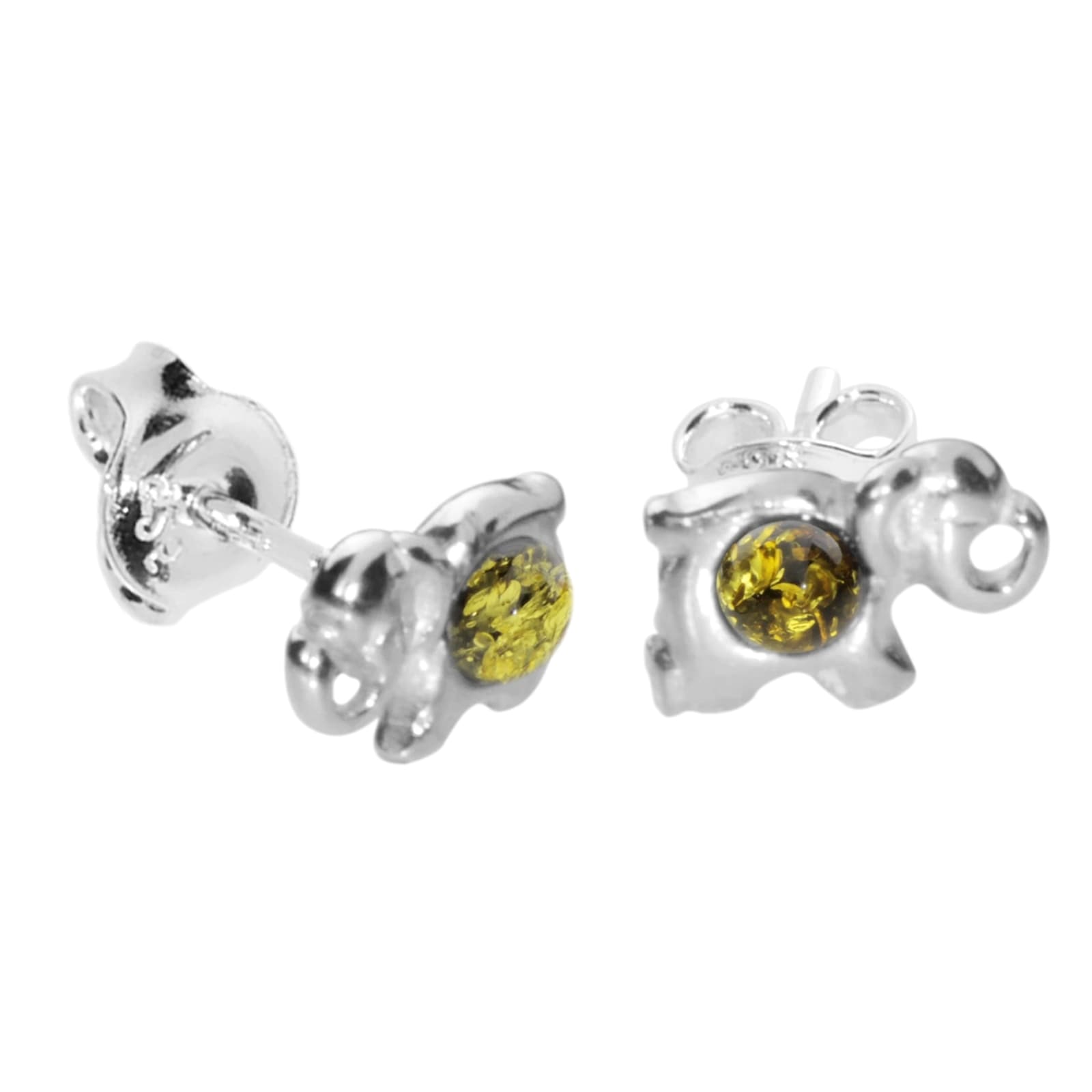 Paar Ohrstecker OSTSEE-SCHMUCK "- Elefant - Silber 925/000 - Bernstein" Gr. 8, silber (silber 925, silberfarben, weiß), Ohrringe, Damen, Silber 925 (Sterlingsilber)