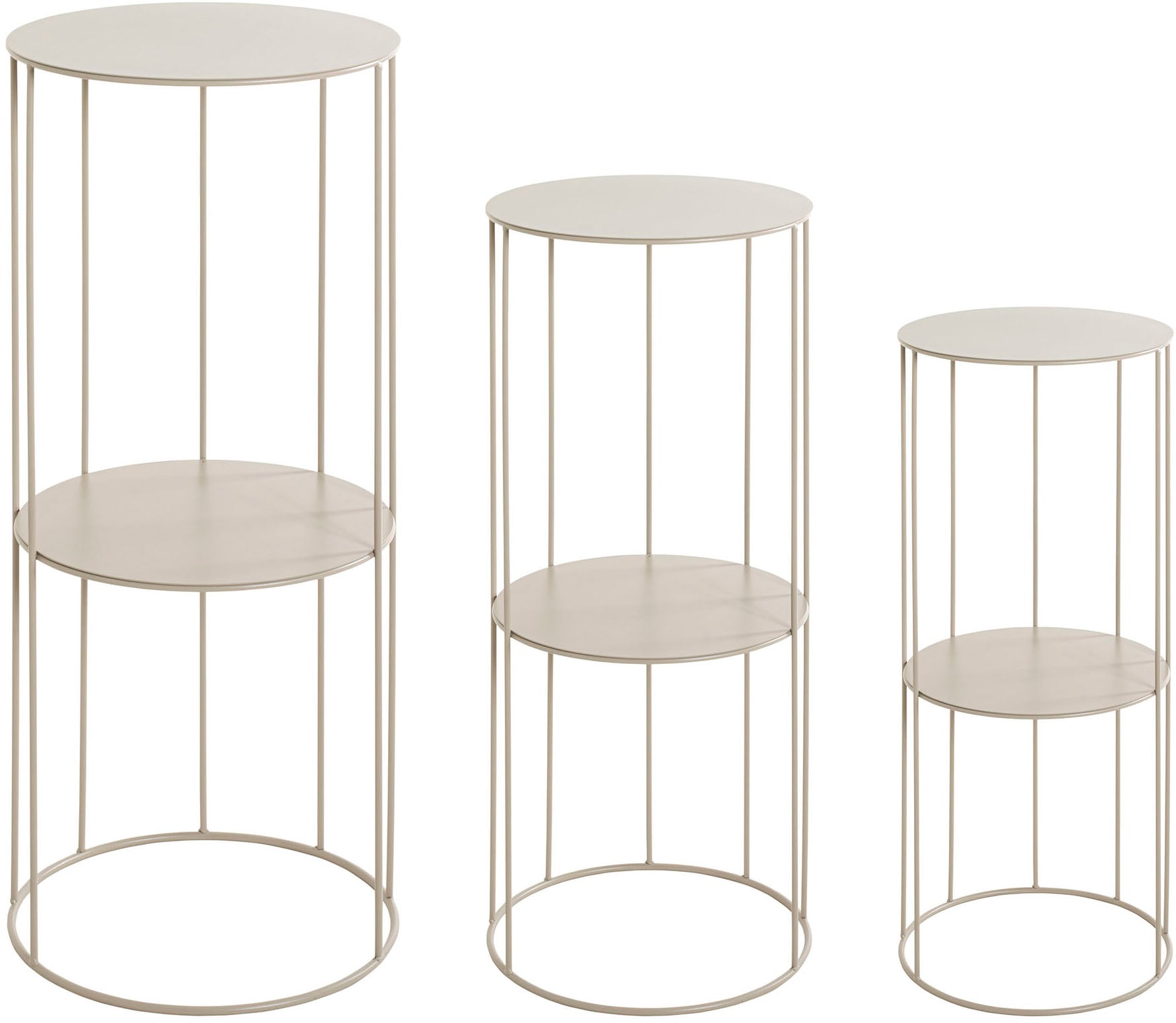 HAKU Blumentisch »Blumenpodest, Blumenständer, Pflanzsäule« Set, 3er Set, 3 Stk. tlg. rund - aus Metall Grau - Ø/H 21/45 und 25/57 cm