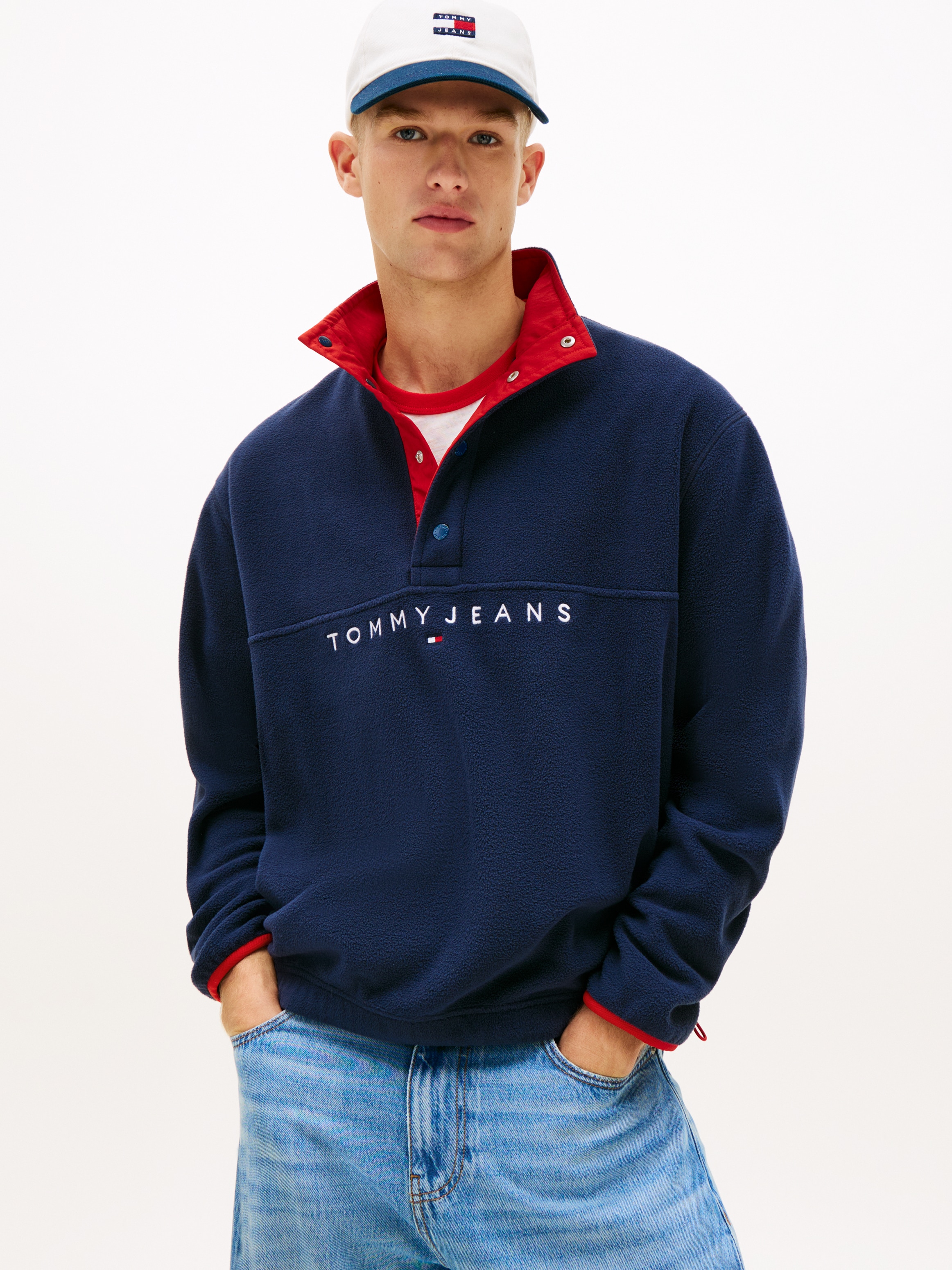 Tommy Jeans Fleecepullover "RRELAXED POP LINEAR MOCK POLAR FLEECE", Relaxed günstig online kaufen
