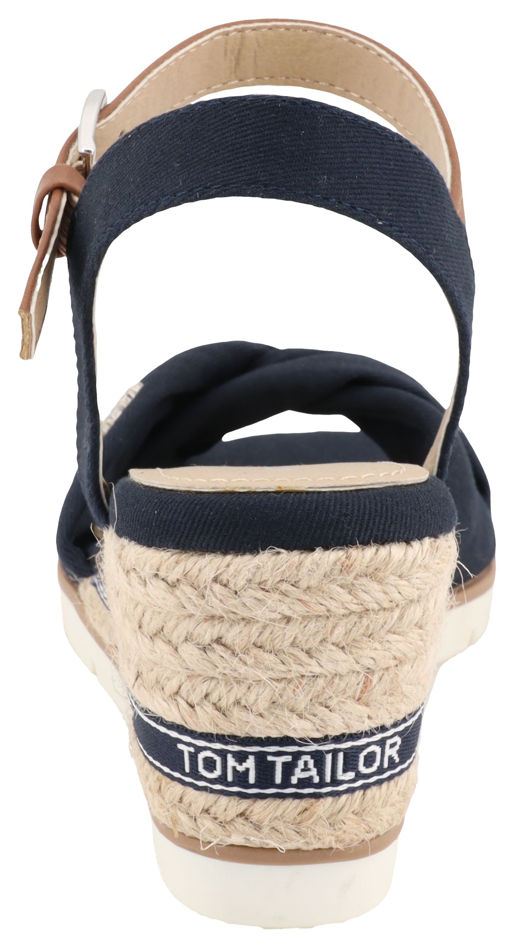 TOM TAILOR Keilsandalette »Isabel«  Riemchensandale, Sommerschuh mit Logoschriftzug im Absatz