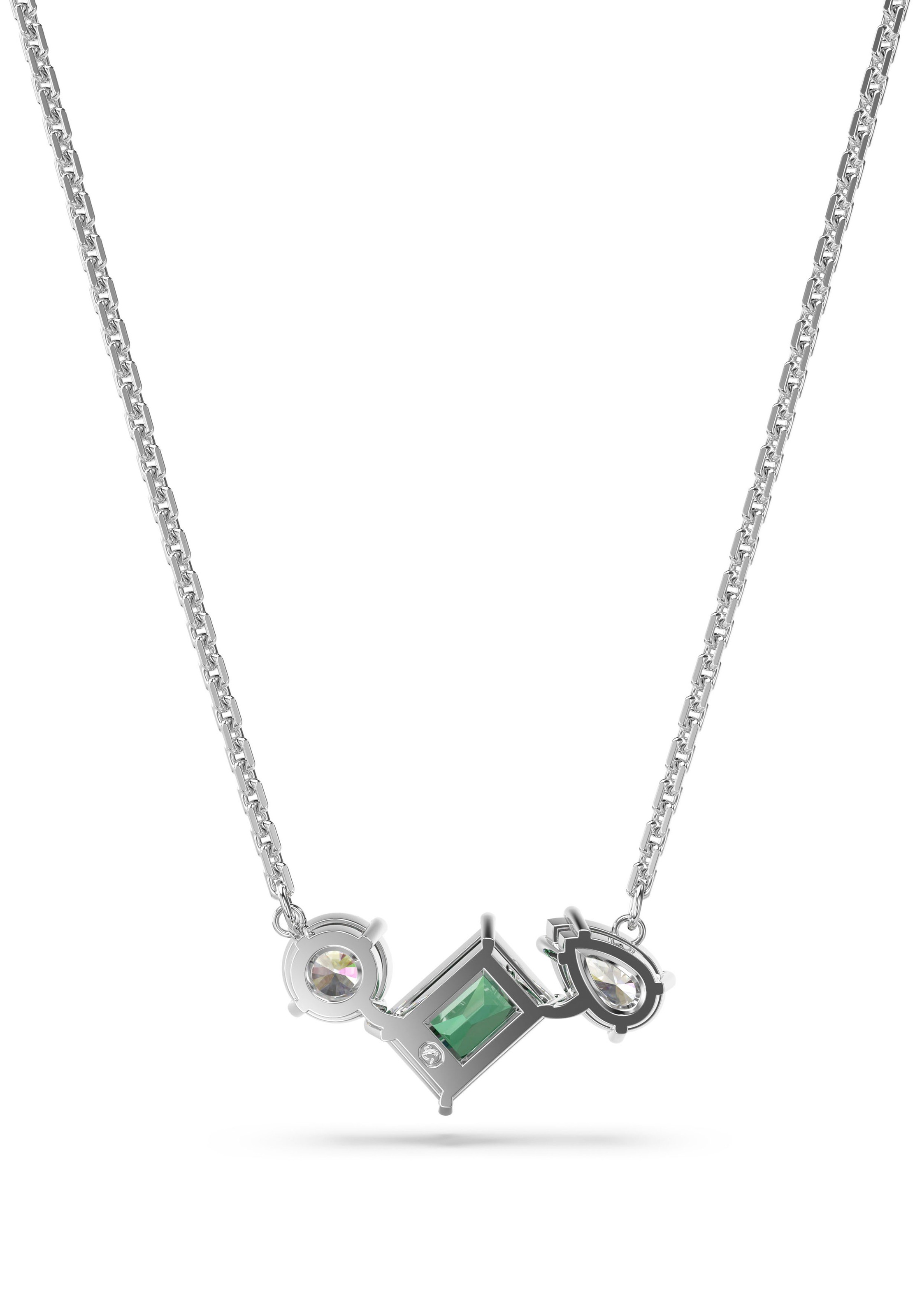 Kette mit Anhänger SWAROVSKI "MESMERA", grün (metallfarben, kristallweiß, grün), Halsketten, Damen, Metall, L: 45 B: 8,5mm, mit Swarovski Zirkonia (synth.), B:8,5mm 5