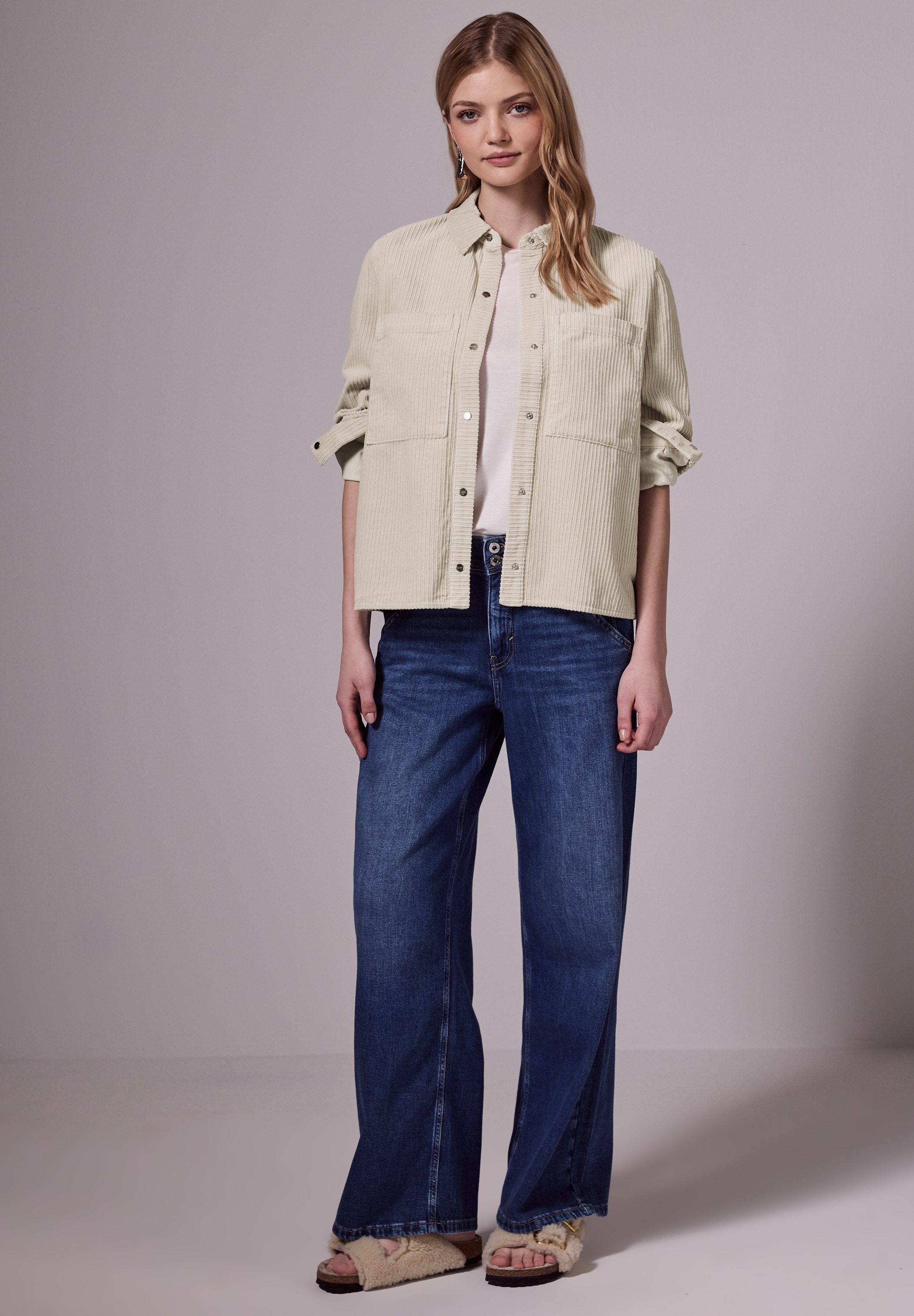 STREET ONE STUDIO Cordjacke, ohne Kapuze, mit Knopfleiste
