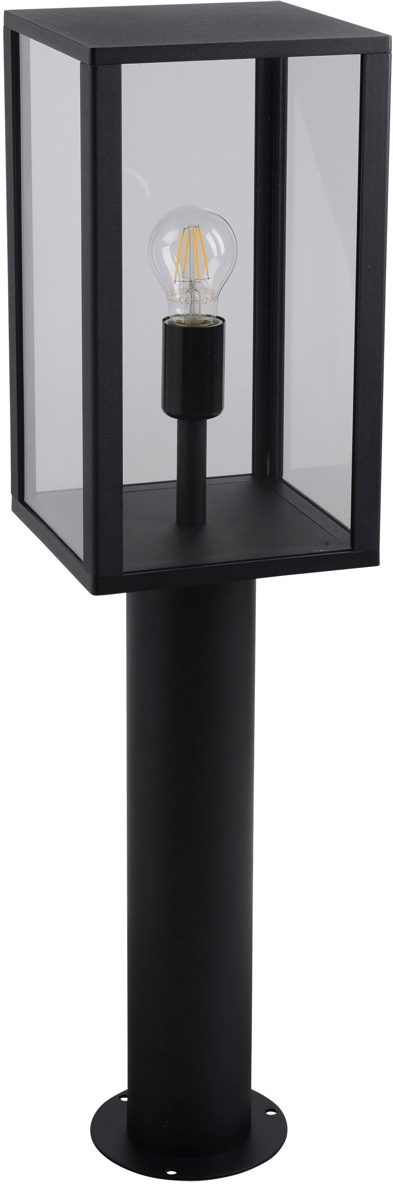 näve Außen-Stehlampe »AILA«, 1 flammig, Leuchtmittel E27 | ohne Leuchtmittel, Sockelleuchte, eckig, exkl. 1x E27 60W, Glas, Aluminium, schwarz