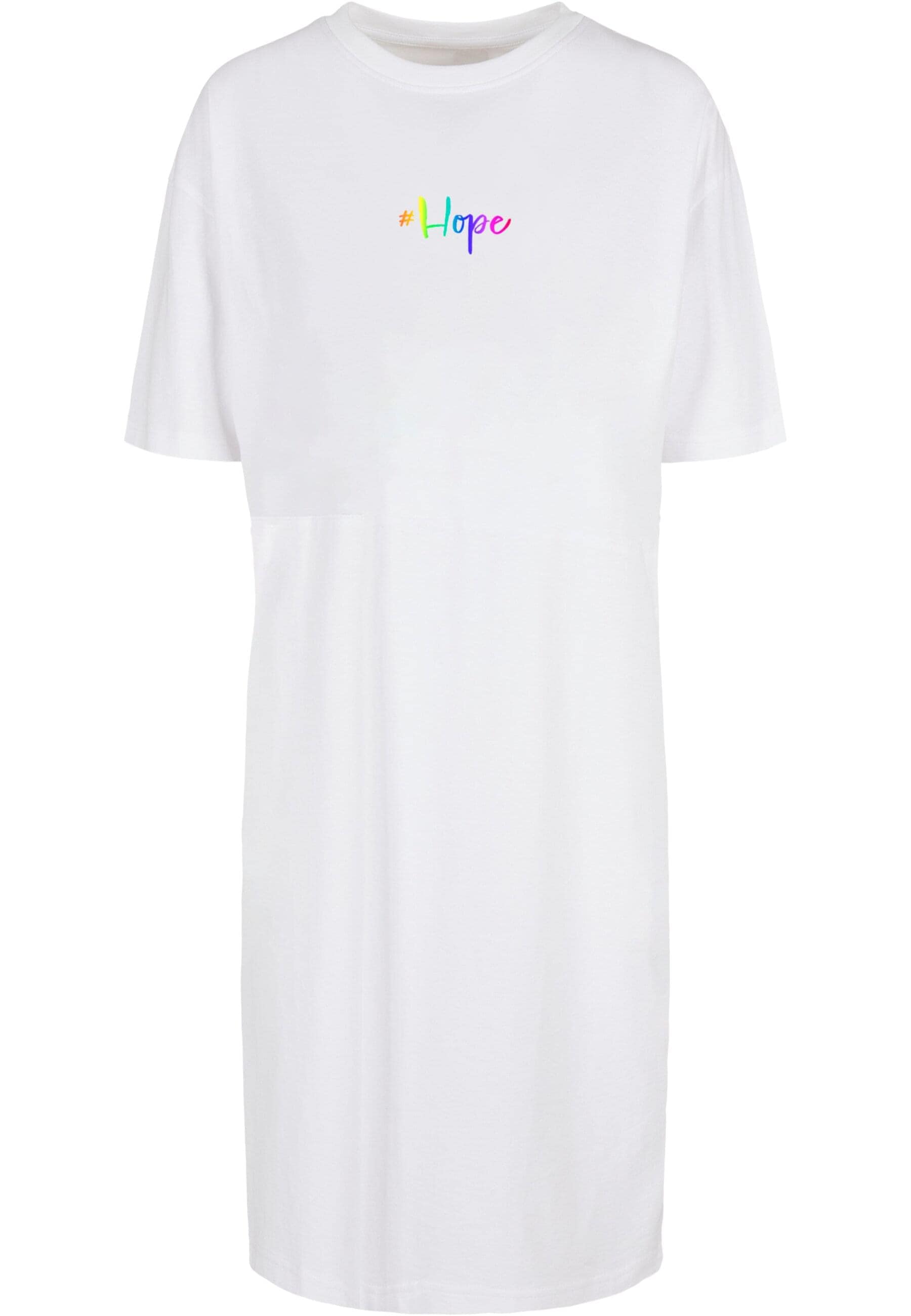 Merchcode Shirtkleid "Merchcode Damen Ladies Hope Rainbow Oversized Slit Tee Dress", (1 tlg.)