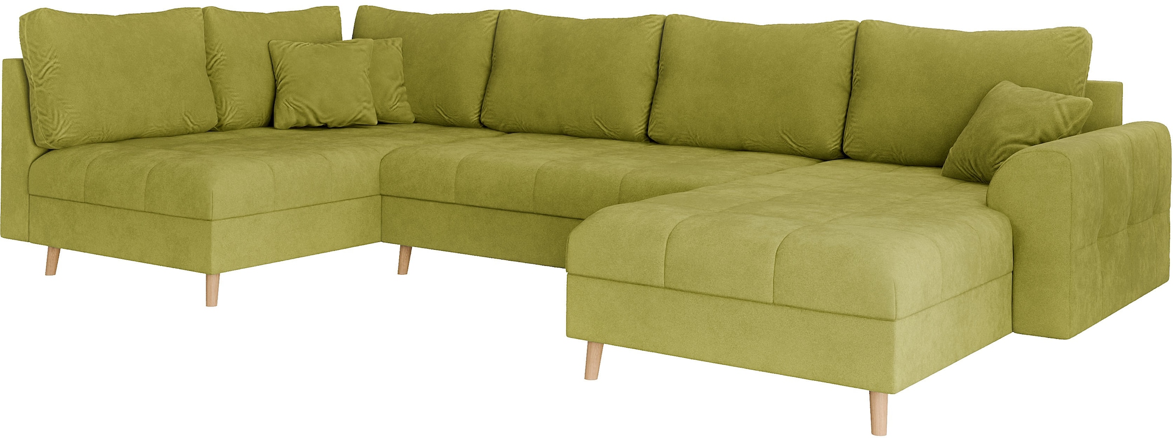 Home affaire Wohnlandschaft »CHARRE U-Form mit Ottomane, Maße B/T/H: 310/161/81 cm«, feine Steppung, lose Rücken- und Zierkissen, auch in Cord und Bouclé