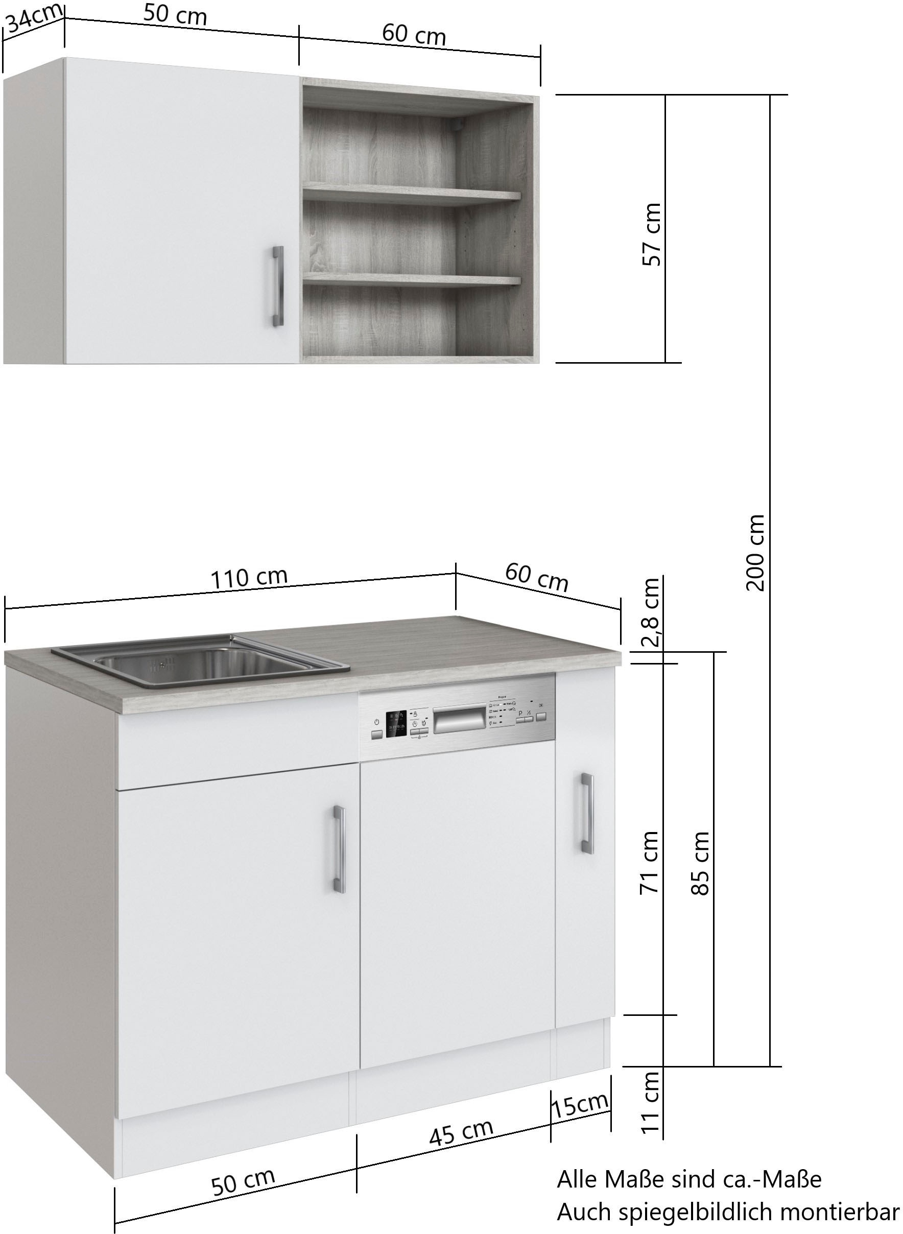 HELD MÖBEL Küche »Mali«, Breite 110 cm, mit E-Geräten bestellen | BAUR
