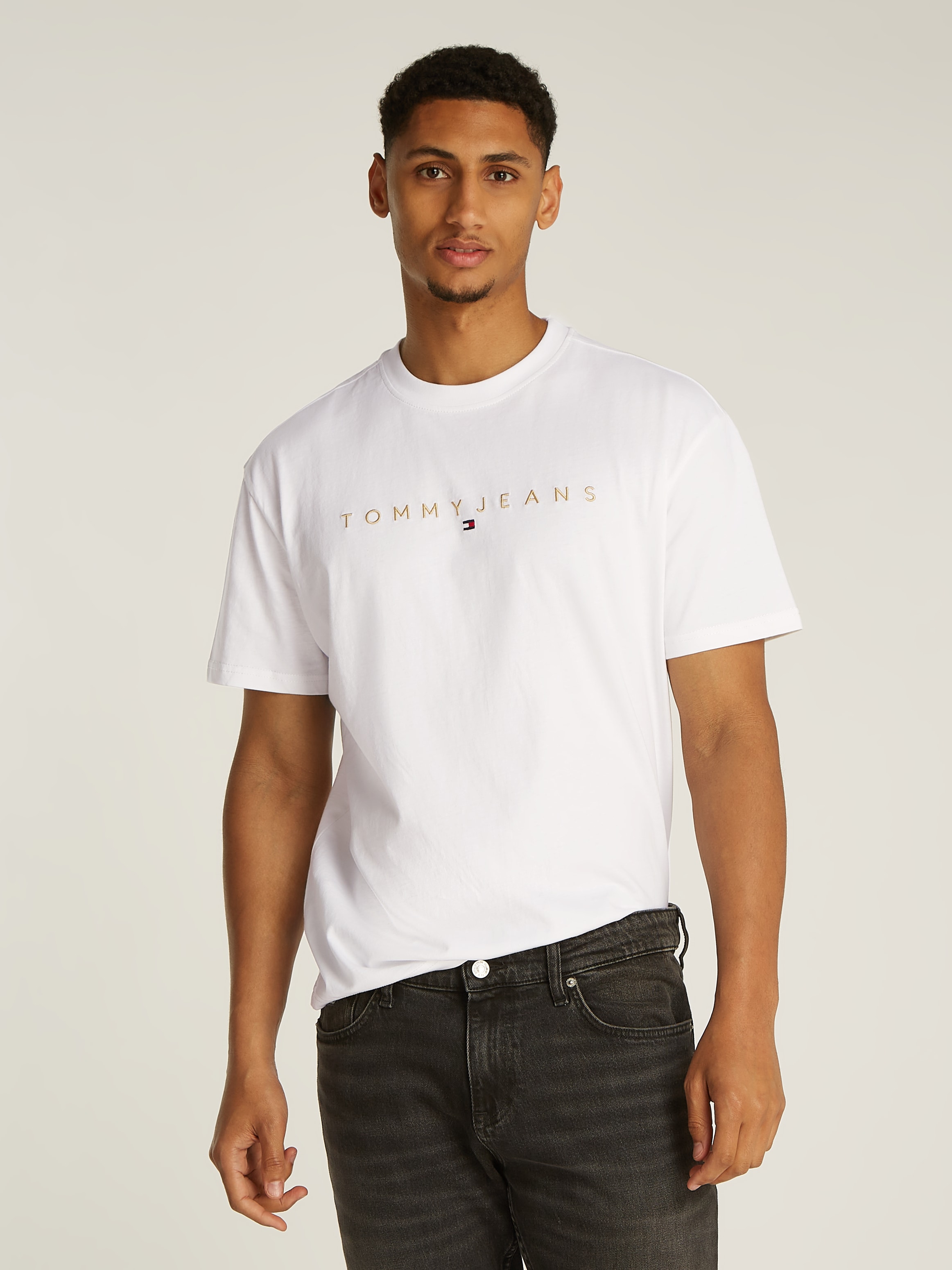 Tommy Jeans T-Shirt "TJM REG GOLD LINEAR LOGO TEE EXT" günstig online kaufen