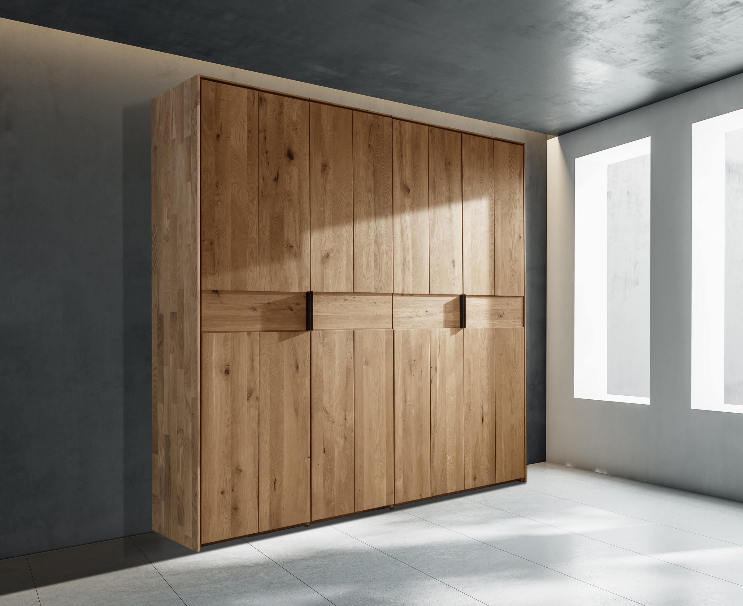 Home affaire Drehtürenschrank »Huven, Kleiderschrank, viel Stauraum, Aufbewahrung«, Massiv Eiche, unterschiedliche Schrankbreiten erhältlich "218cm Hoch"