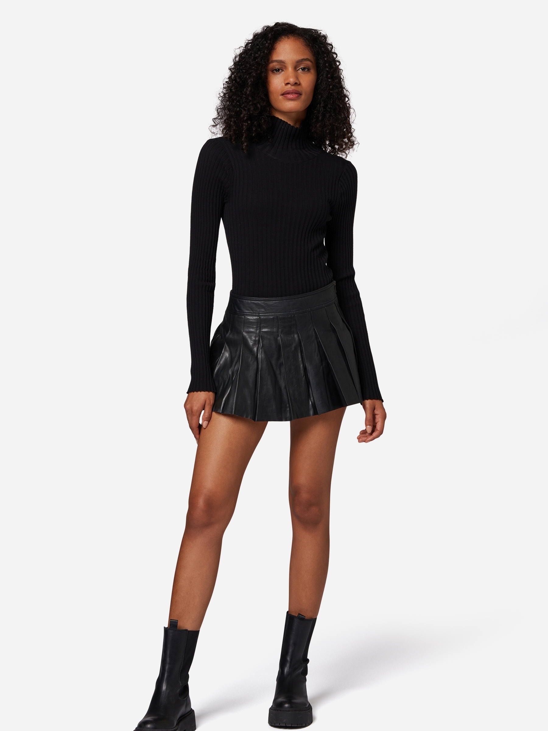 RICANO Faltenrock »Lederrock Pleated Skirt« Handgefertigt aus echtem Leder