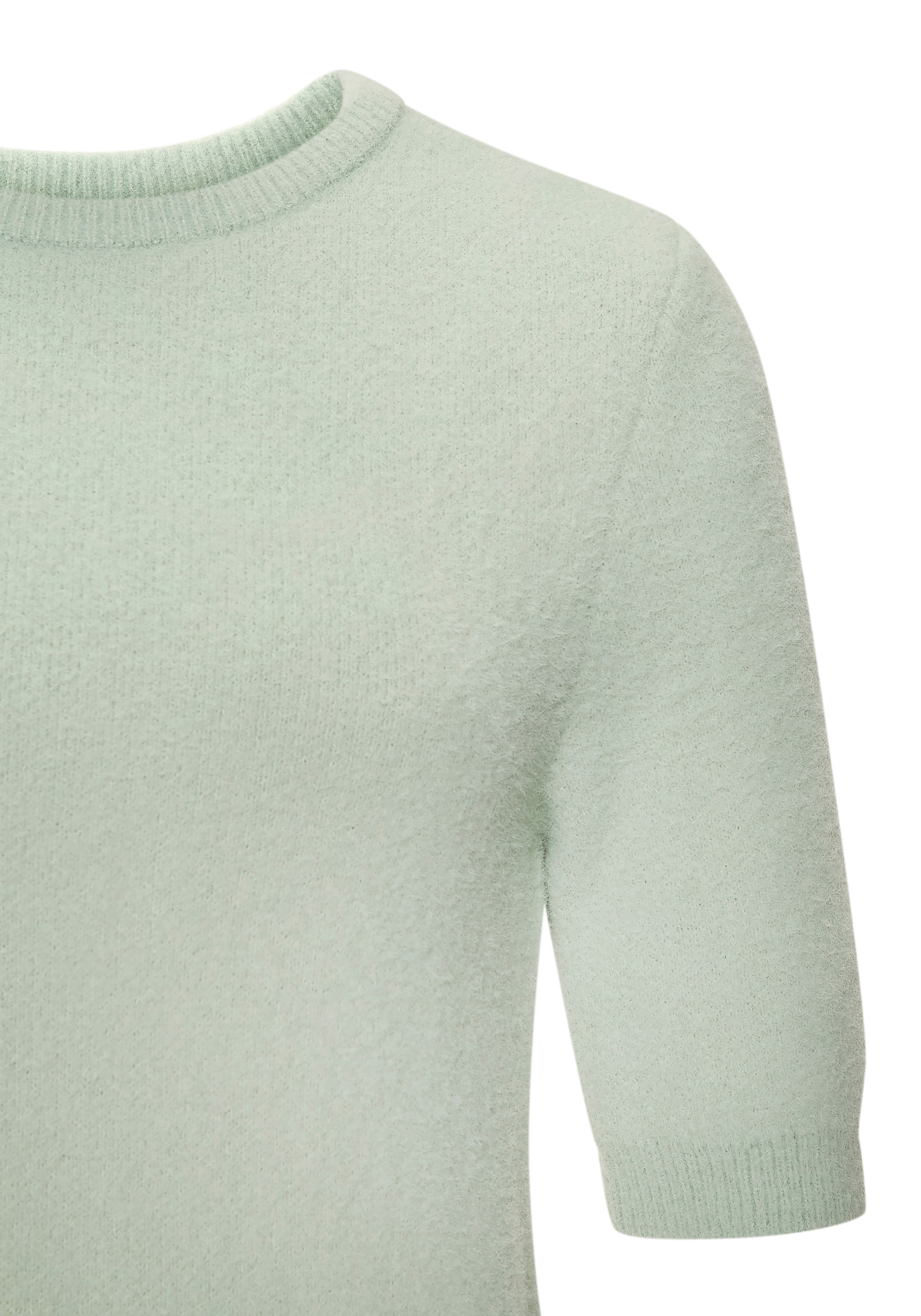 LASCANA Kurzarmpullover, flauschiger Strickpullover, figurnaher Schnitt