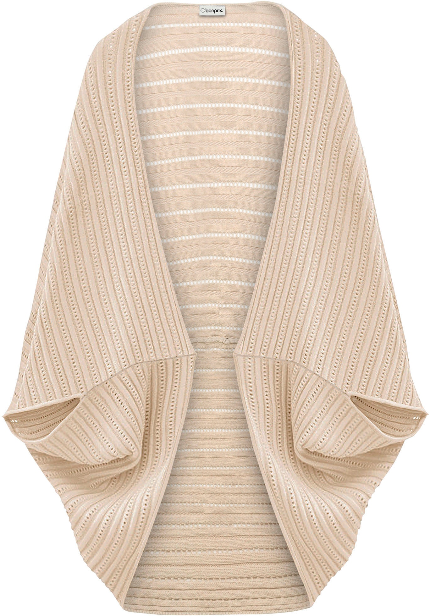 bonprix Strickponcho aus Feinstrick, 3/4-Ärmel, figurumspielende Passform