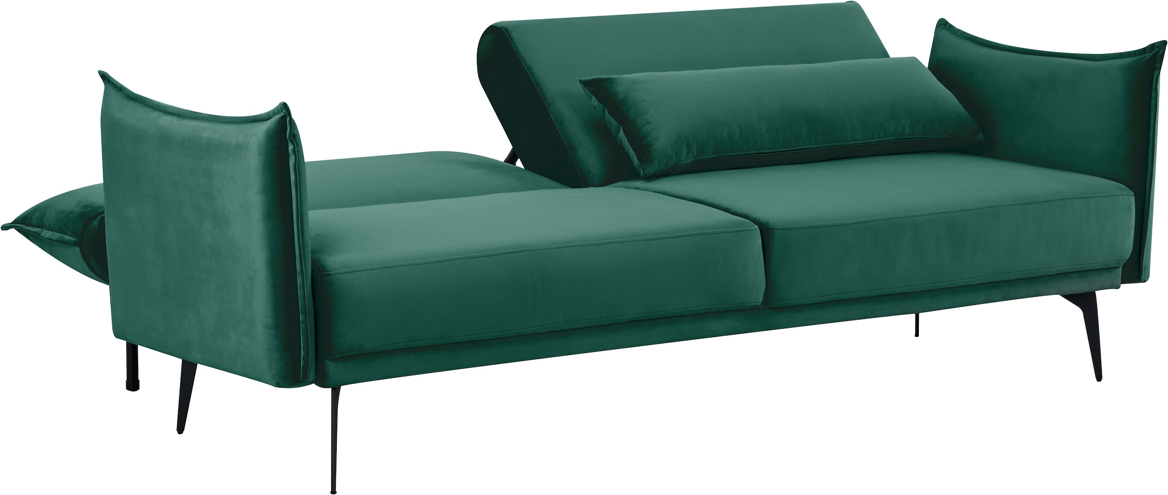 INOSIGN Schlafsofa »TULARE, 204 cm, klappbarer 3-Sitzer mit verstellbarer Rückenlehne,«, Schlaffunktion, Velvet-Samtvelours u. Webstoff