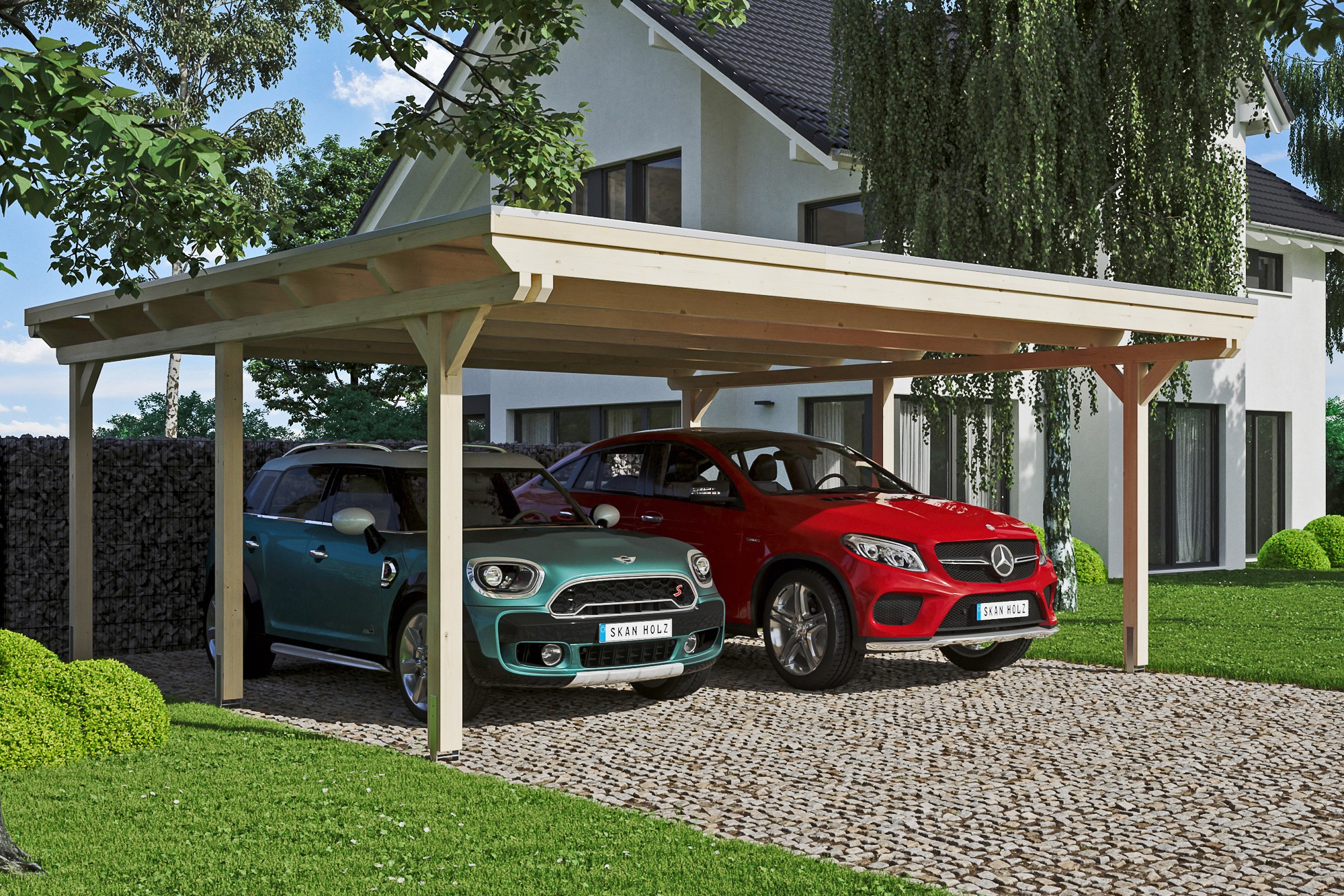 Doppelcarport SKANHOLZ, beige, Carports, "Emsland", versch. Farben