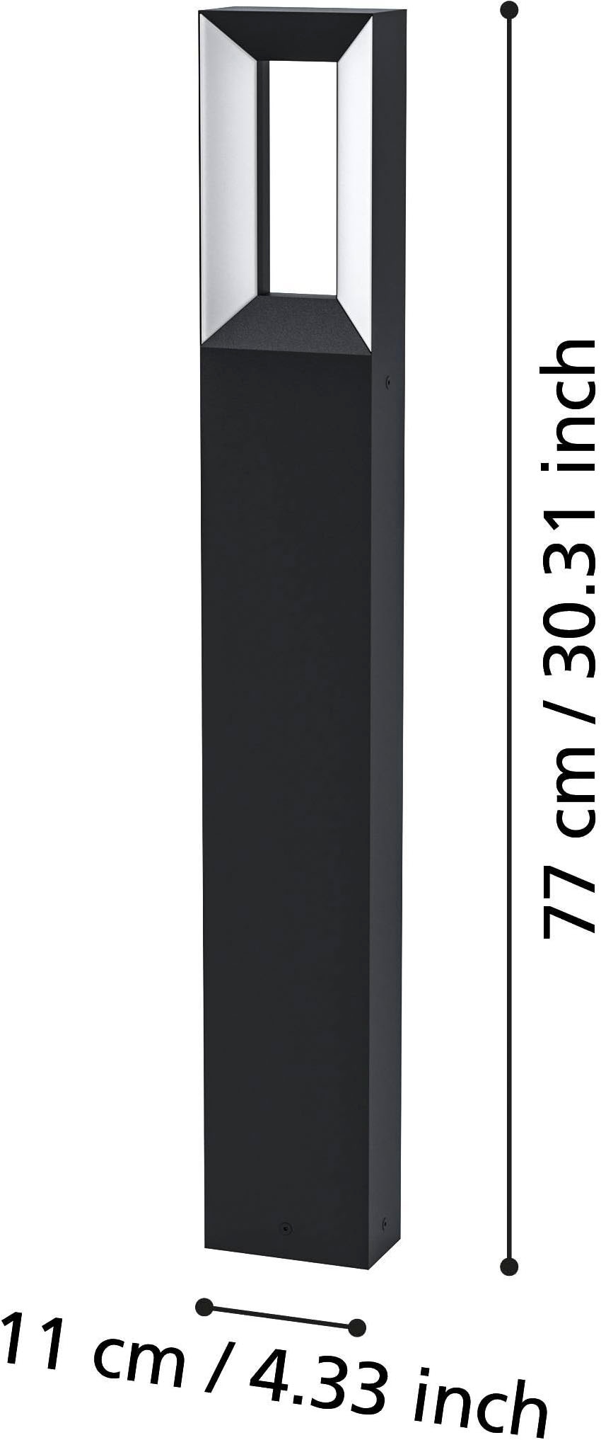 EGLO Stehlampe »Riforano Außen-Stehlampe, Aluminium-Guss und Kunststoff, Außenleuchte« LED-Modul 1 Stk. Warmweiß Stehleuchte - L11 x B6 x H77 cm - schwarz - 2X5W inkl.