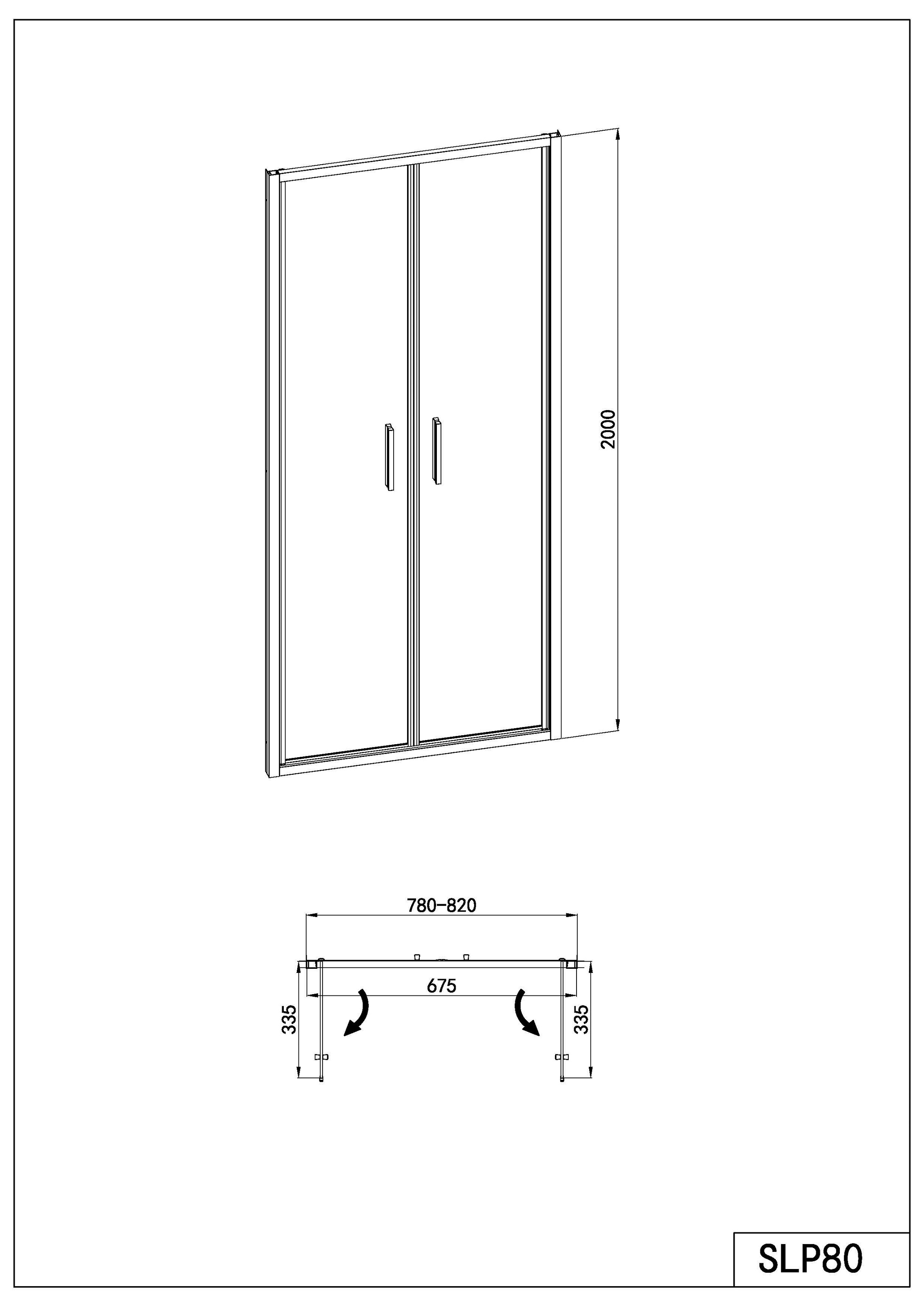 Sanotechnik Dusch-Doppelflügeltür »Sanotechnik SlimLine Salontür schwarz« 6mm ESG Sicherheitsglas mit Easy-Clean-Beschichtung