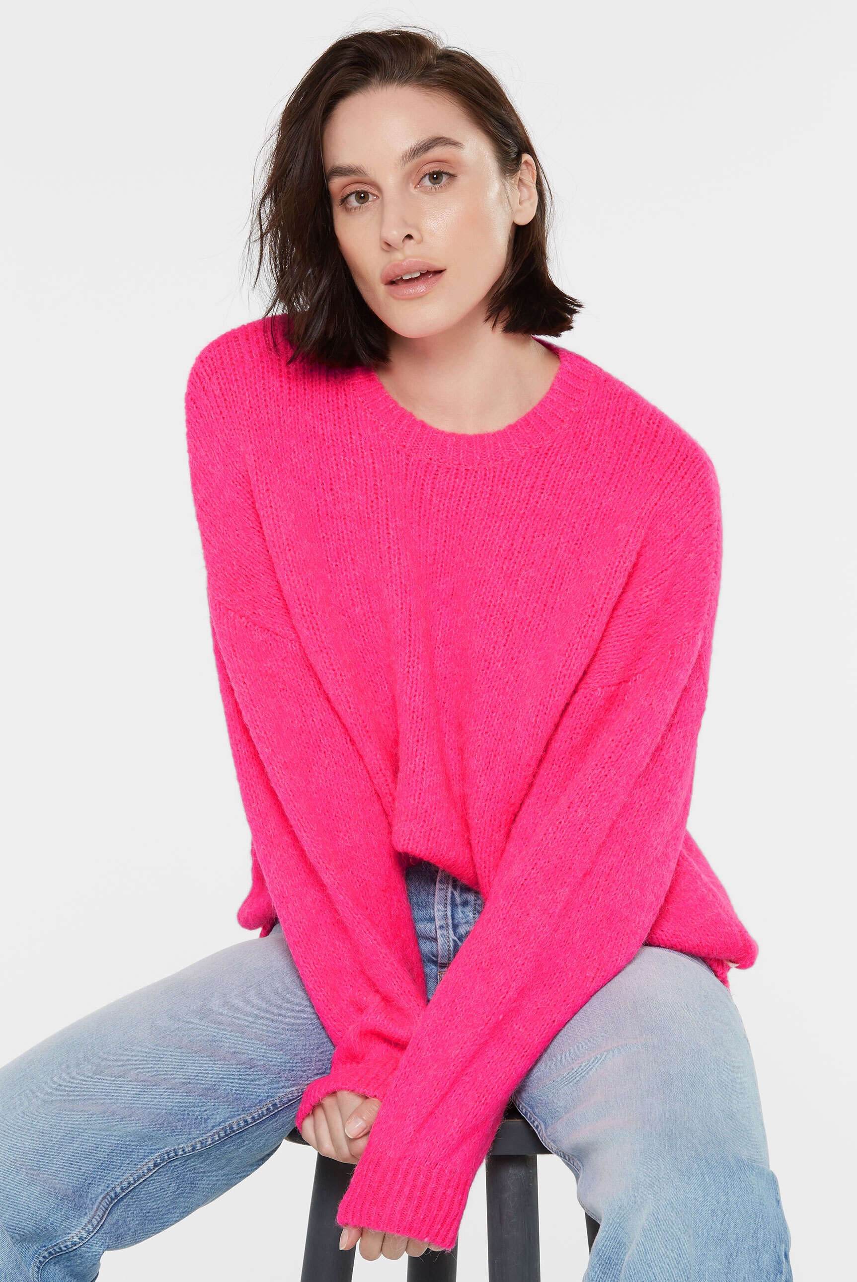 SENSES.THE LABEL Rundhalspullover, mit überschnittenen Schultern günstig online kaufen