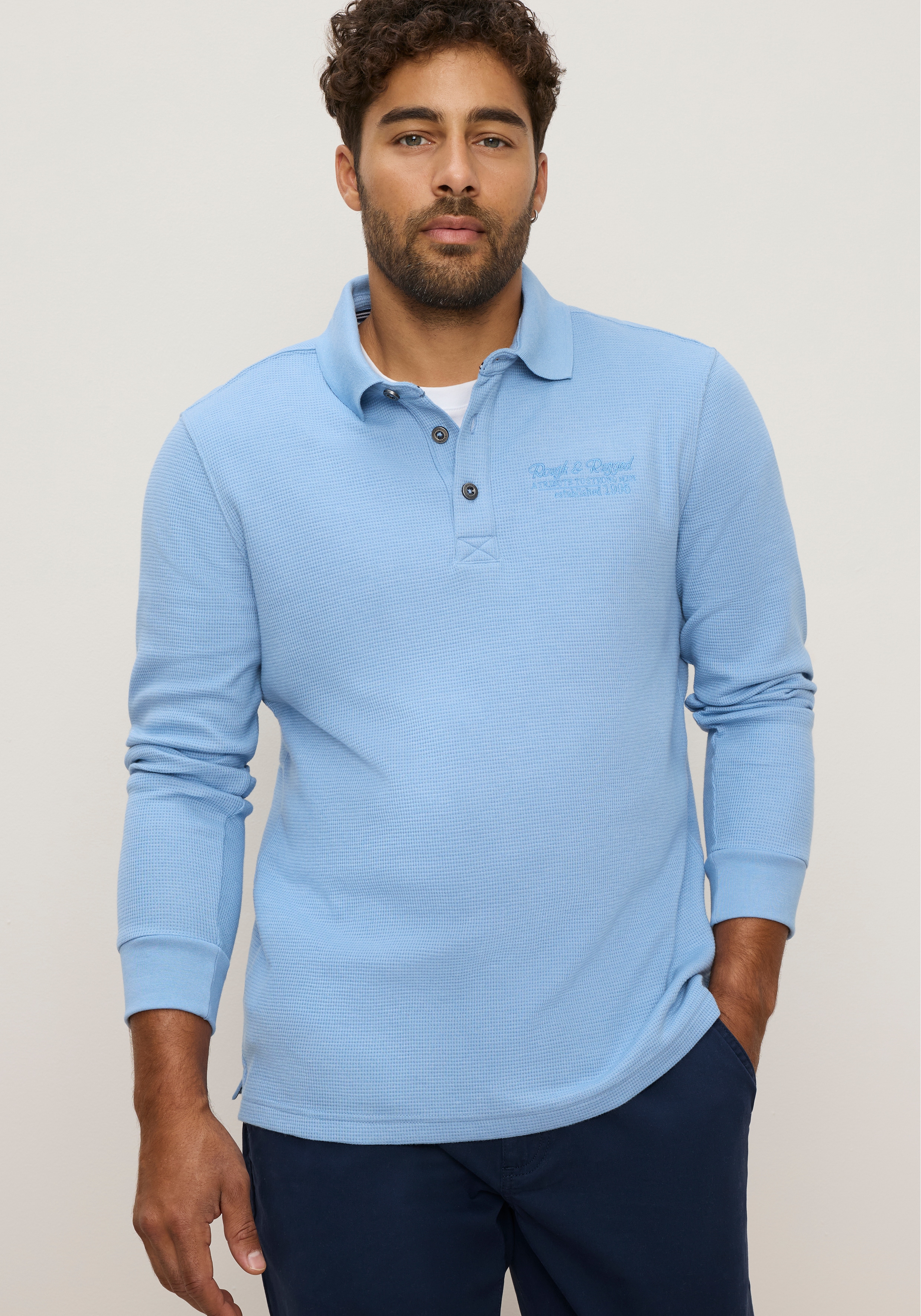 Mans World Poloshirt normale Passform, mit Langarm, klassischer Stil