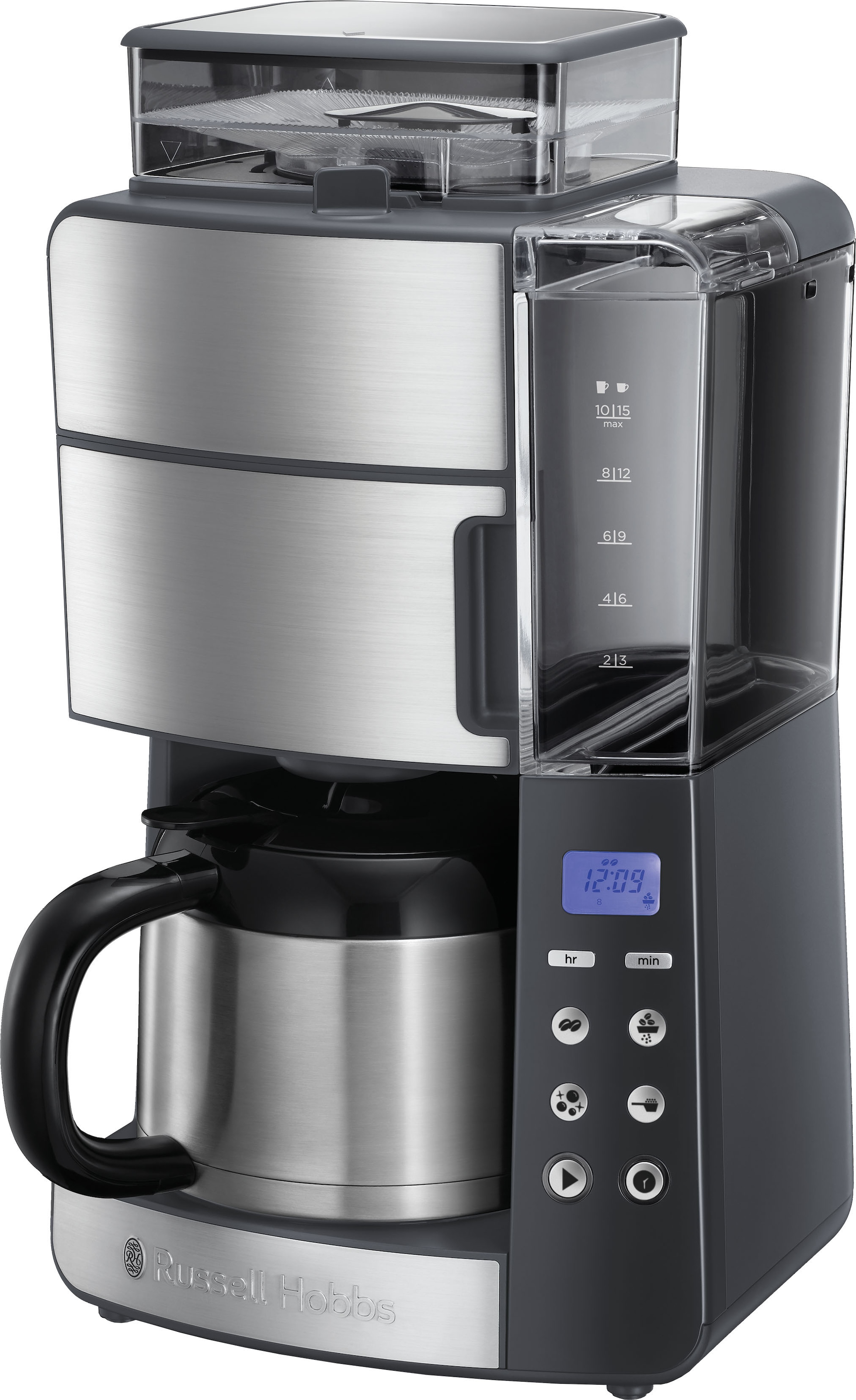 RUSSELL HOBBS Kaffeemaschine mit Mahlwerk "Grind & Brew 25620-56", 1,25 l Kaffeekanne, Papierfilter, 1x4, mit Thermokann
