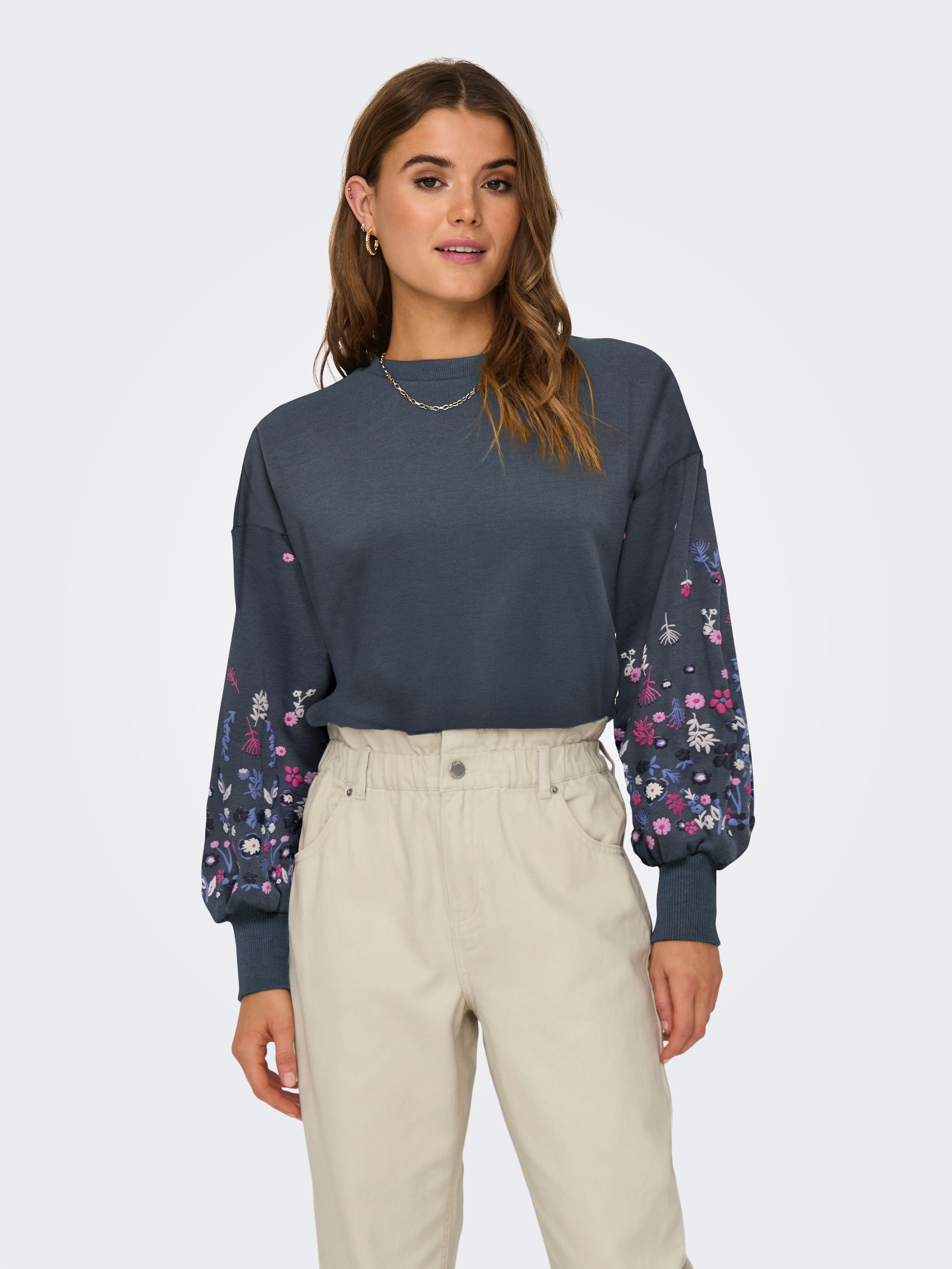 ONLY Sweatshirt "ONLBROOKE L/S O-NECK FLOWER SWT" günstig online kaufen