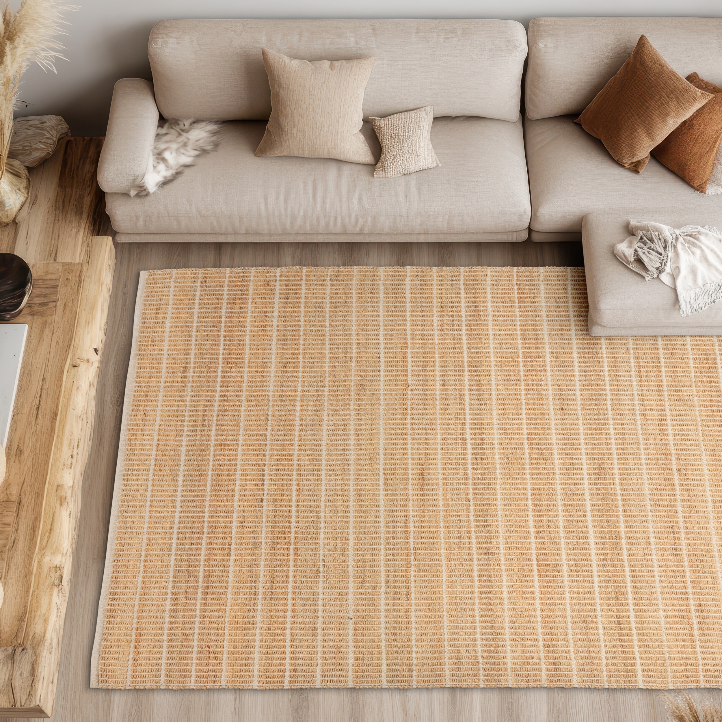 SCHÖNER WOHNEN-Kollektion Teppich "Nalaya" rechteckig 10 mm Höhe Jute/Baumwolle, rustikale Haptik, Streifenoptik, Wohnzimmer