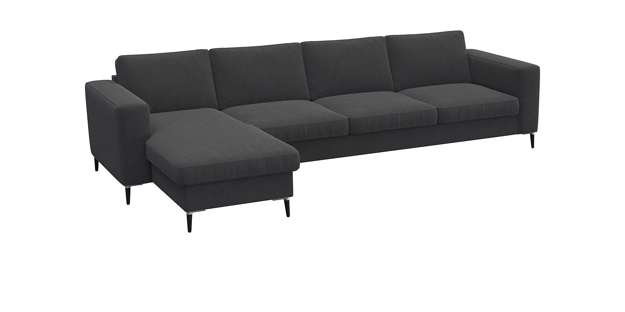 FLEXLUX Ecksofa »Fiore, L-Form«, breite Armlehnen, Kaltschaum, Füße Alu+schwarz