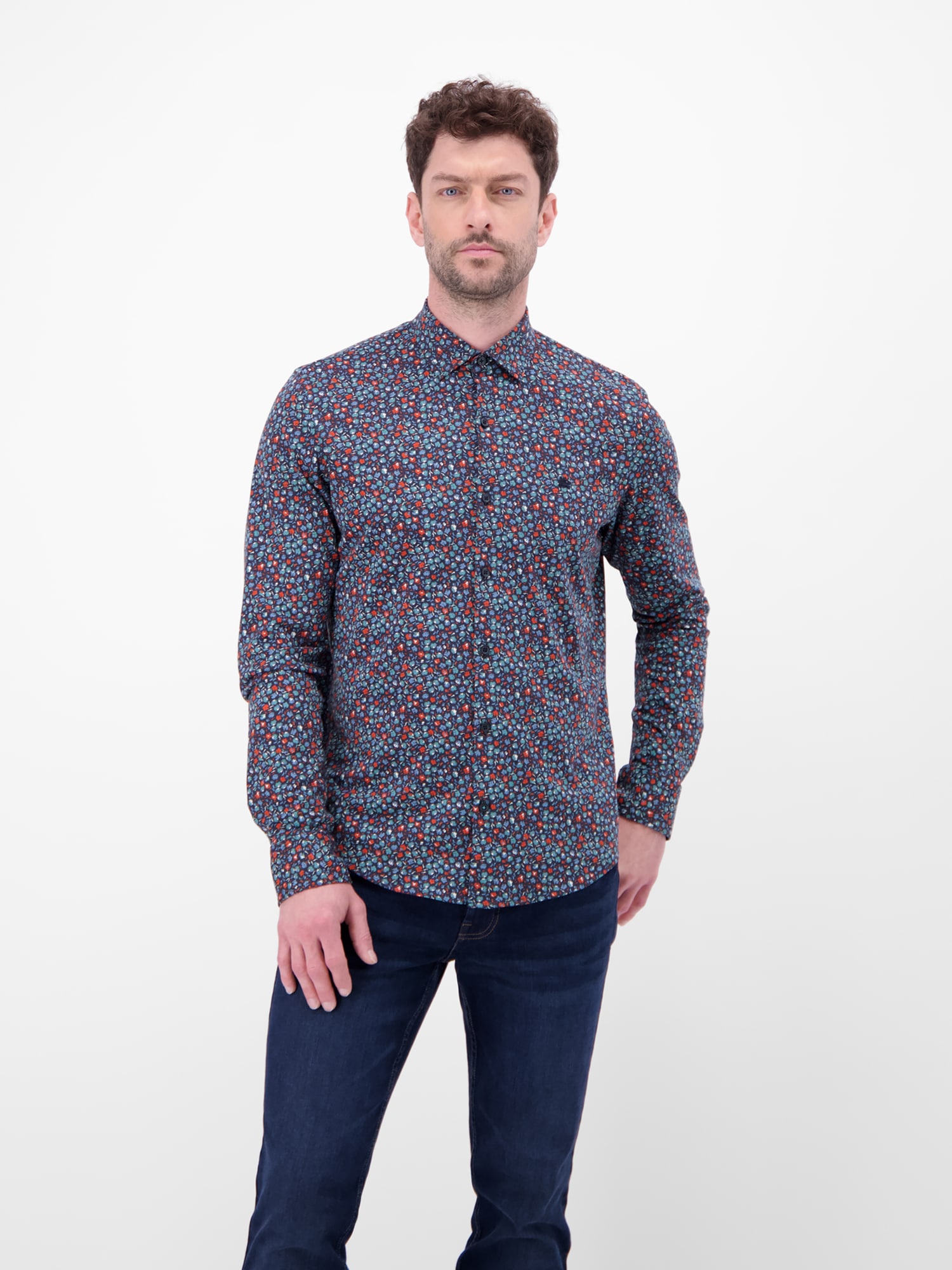 Langarmhemd LERROS "Jerseyhemd mit Haifischkragen", Herren, Gr. XL, Normalgrößen, vivid rot, 100% Baumwolle, Hemden