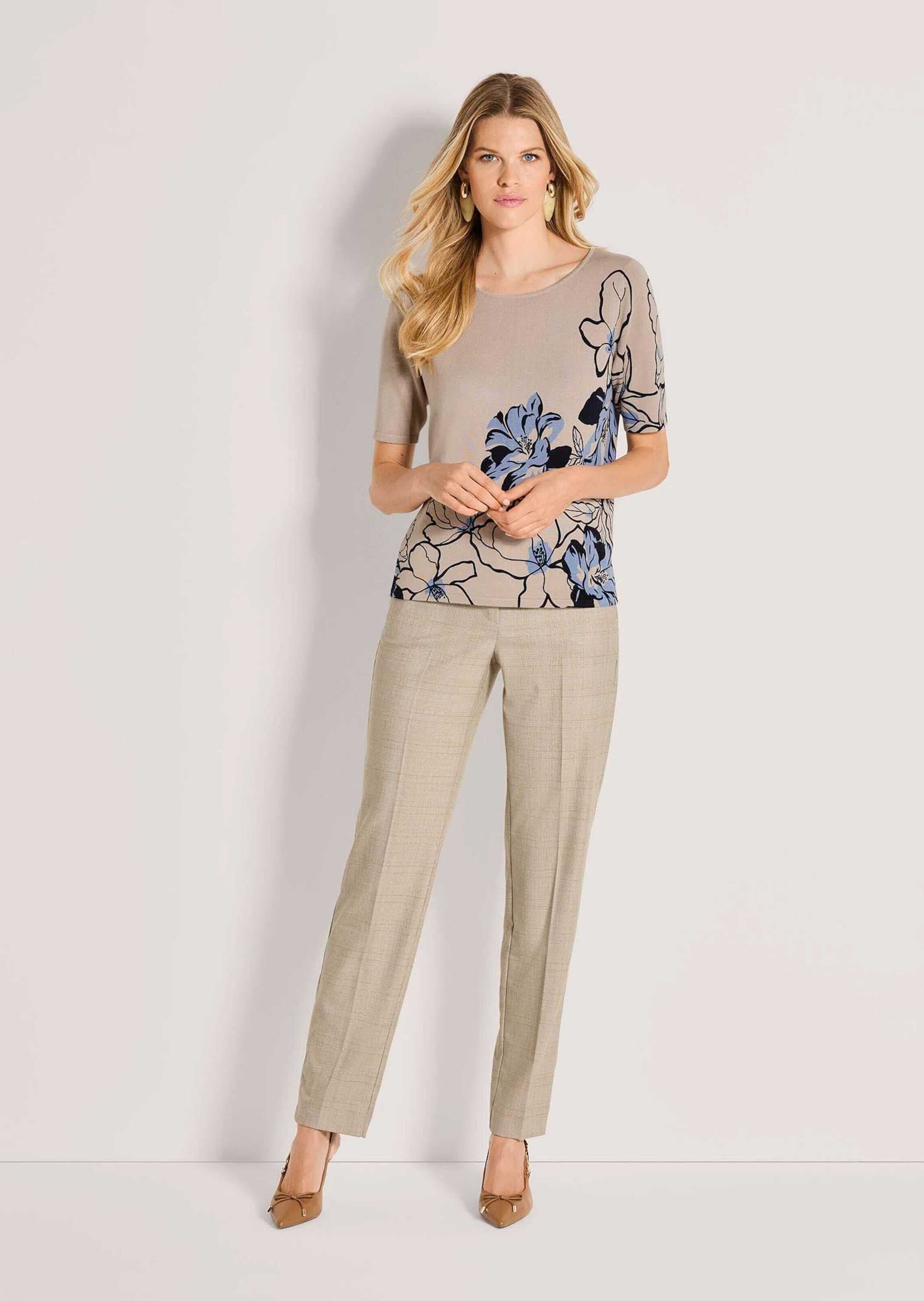 MADELEINE Longpullover »Feinstrickpullover Viskoseshirt mit Blumenmotiv«