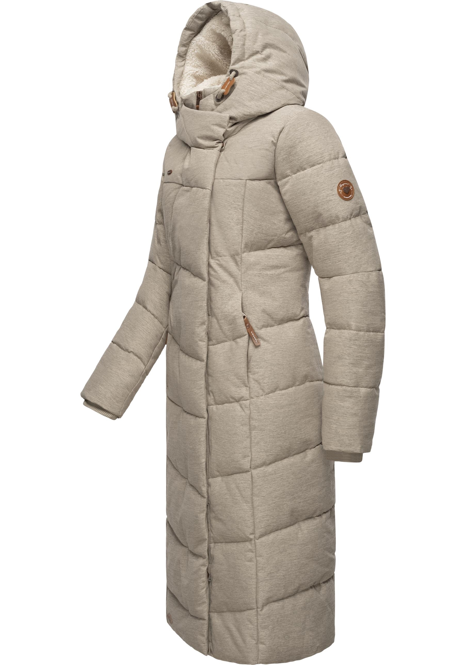 Ragwear Wintermantel »Pavla Long«, extralanger Winterparka mit Teddyfutter und Kapuze