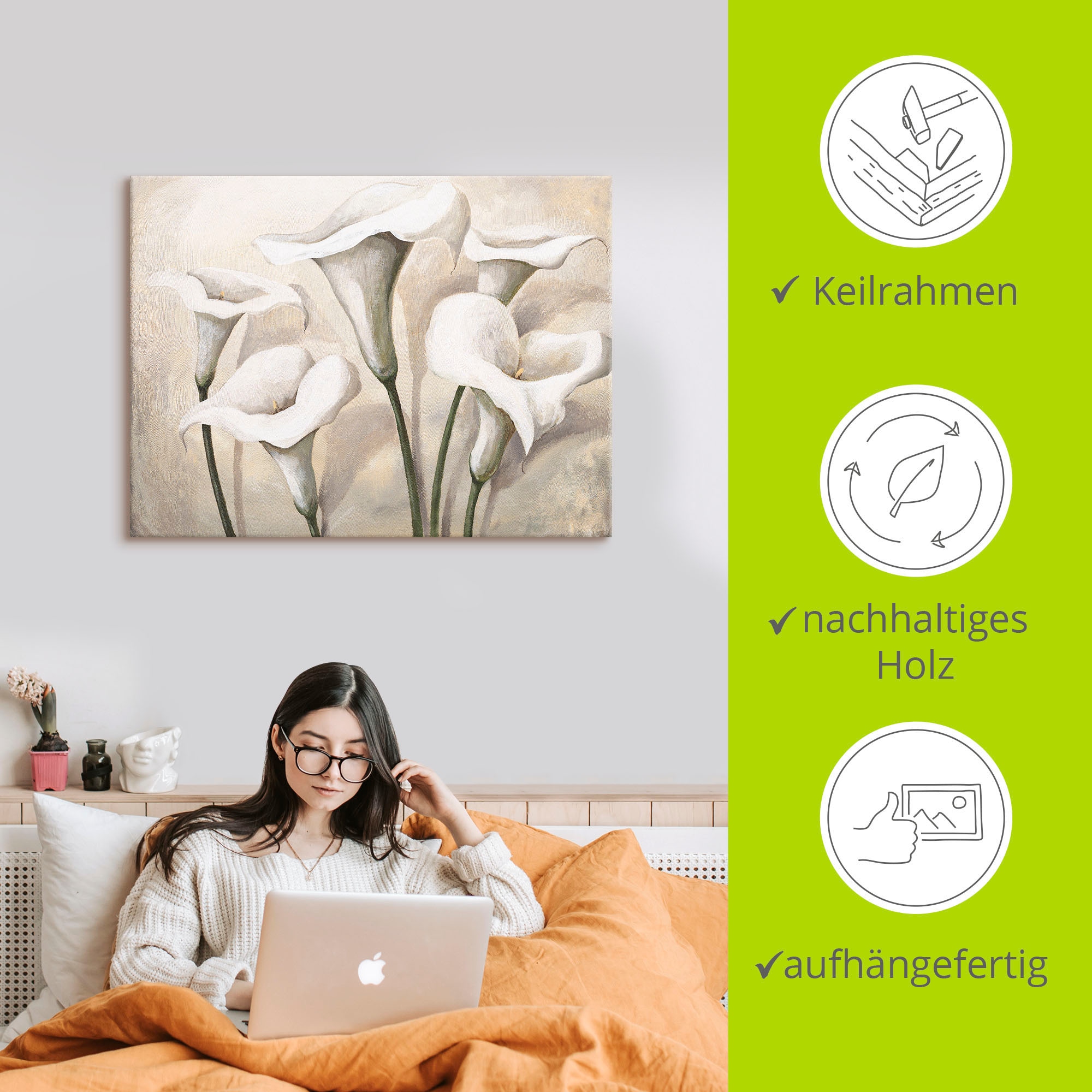 Artland Wandbild »Callas I«, Blumen, (1 St.), als Leinwandbild, Poster, Wandaufkleber in verschied. Größen