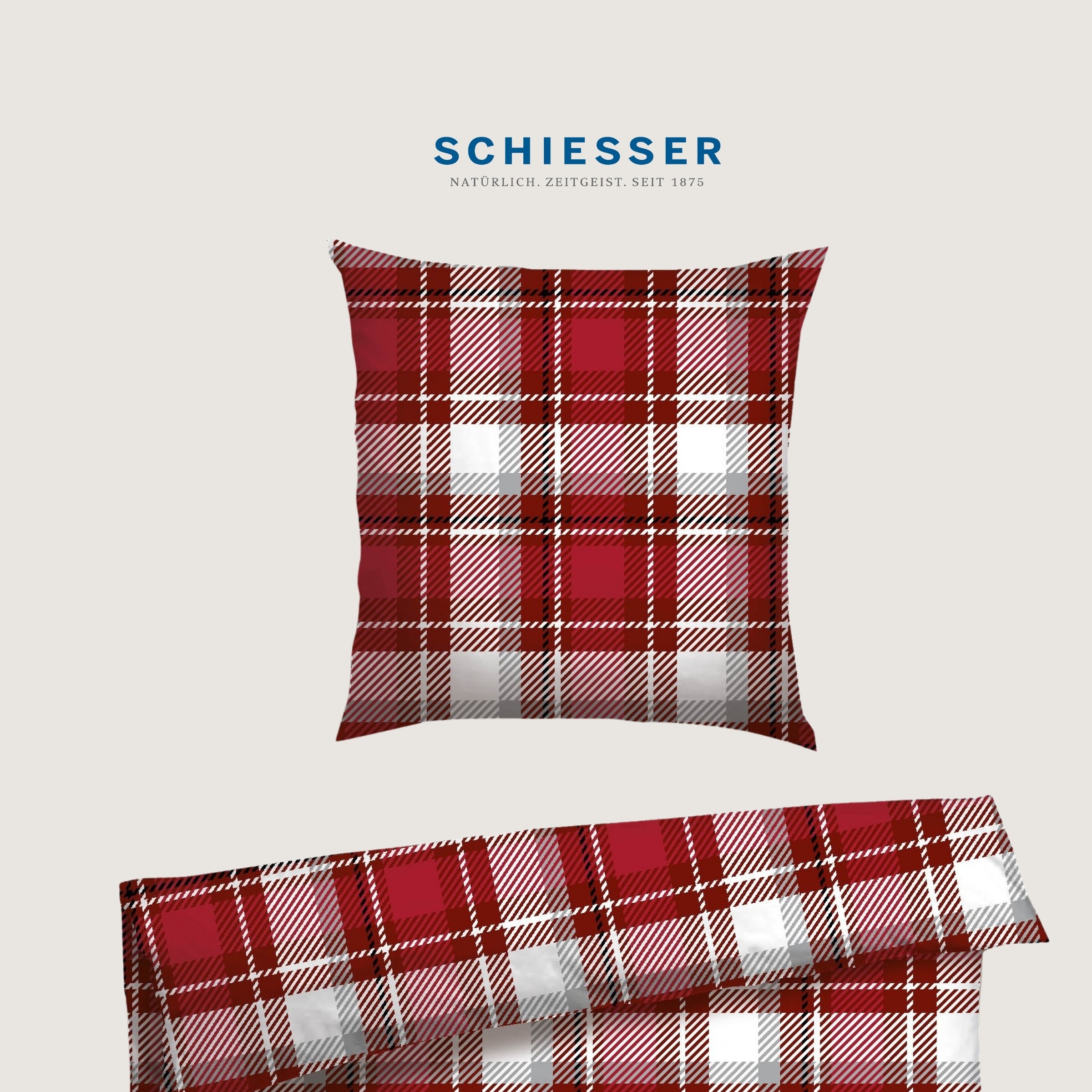 Thumbnail - Schiesser Bettwäsche "Metor aus weichem Baumwollflanell mit Winterkaros" 2 Stk. tlg. Made in Green