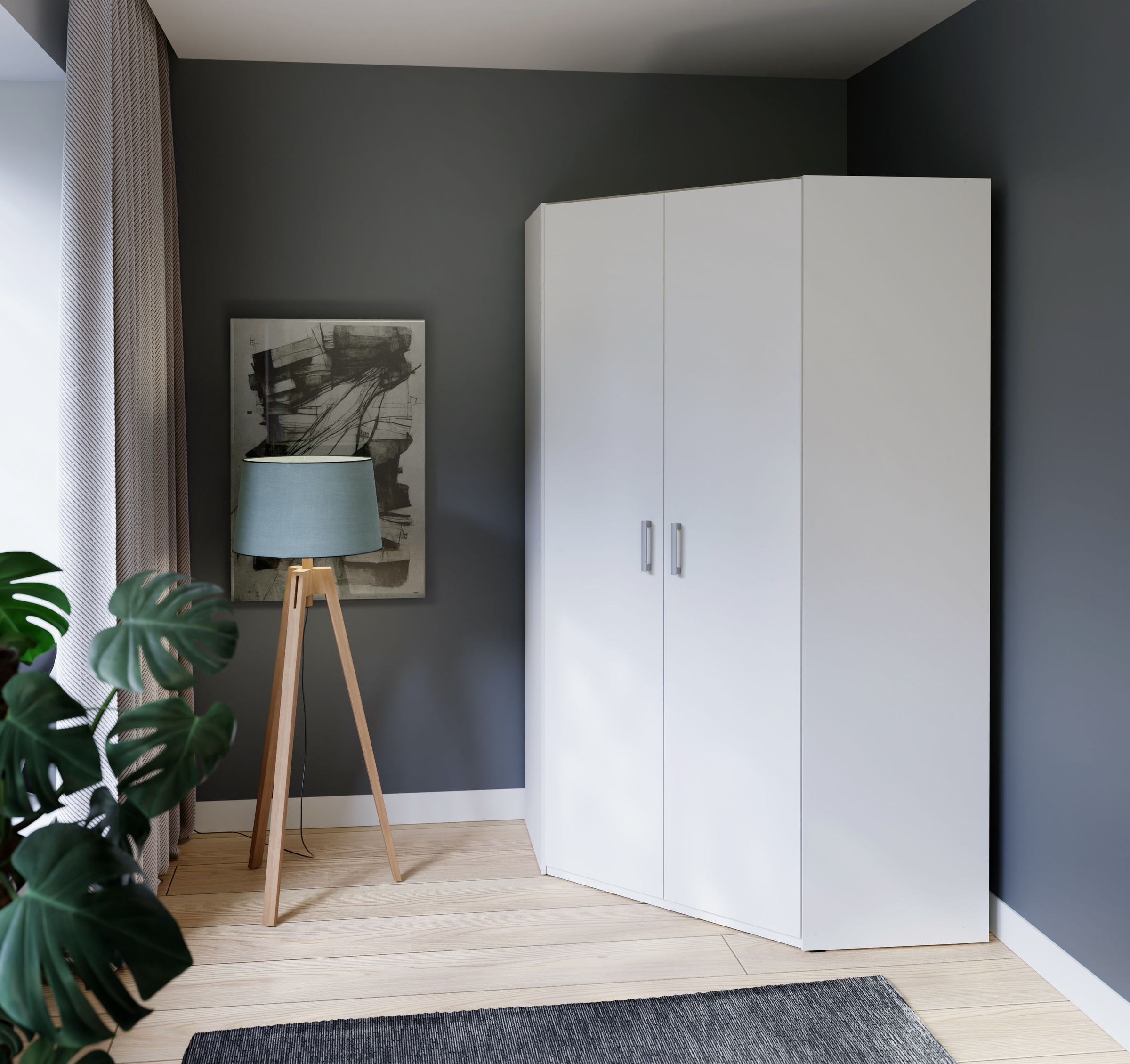 FORTE Eckkleiderschrank, Eckkleiderschrank, Stauraum, Aufsatz optional bestellbar