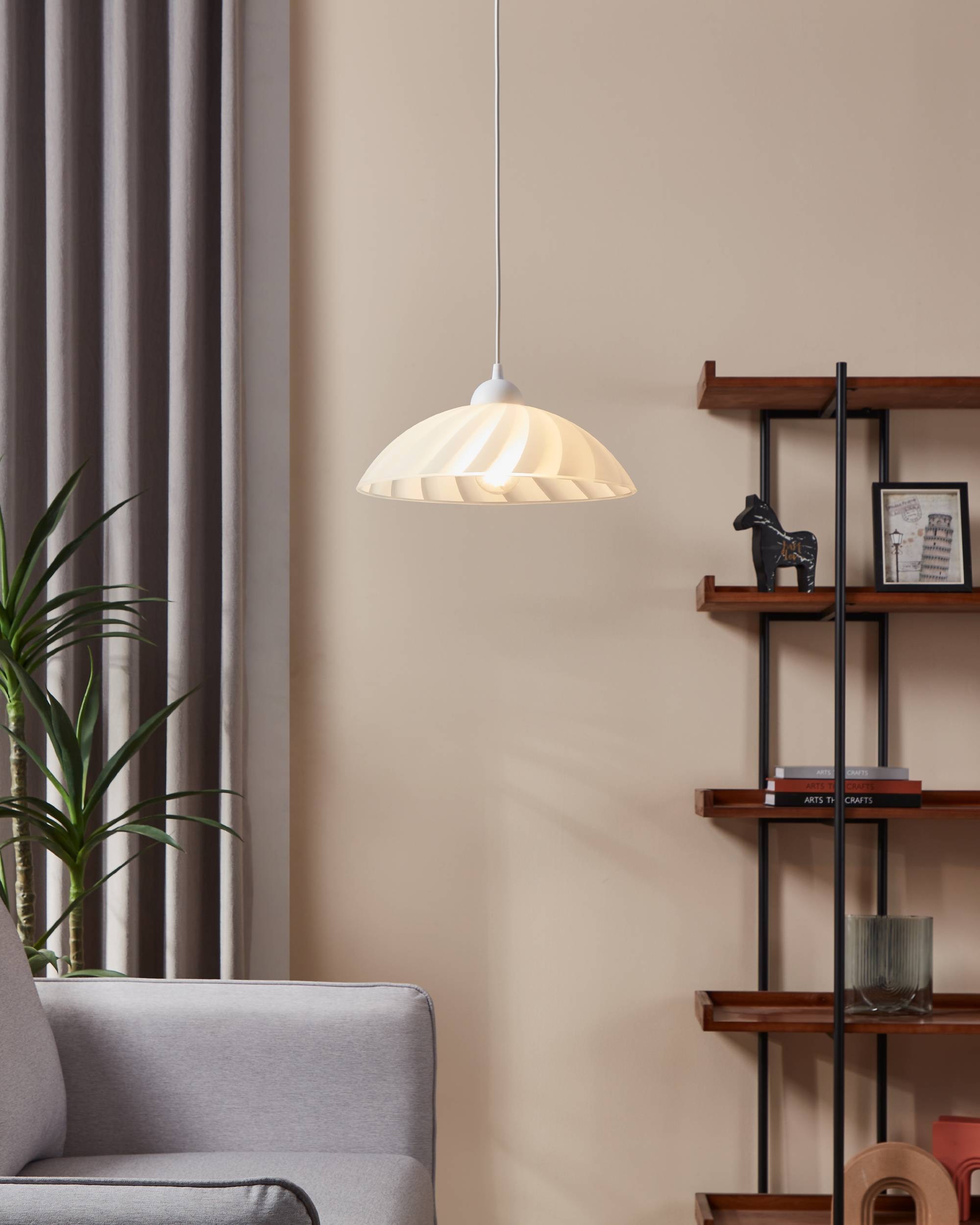 EGLO Hängeleuchte »Vetro Pendellampe, satiniertes Glas mit geschwungenen Dekor, E27« E27 1 Stk. Hängeleuchte - H110 x Ø35 cm - weiß - 1X60W exkl.