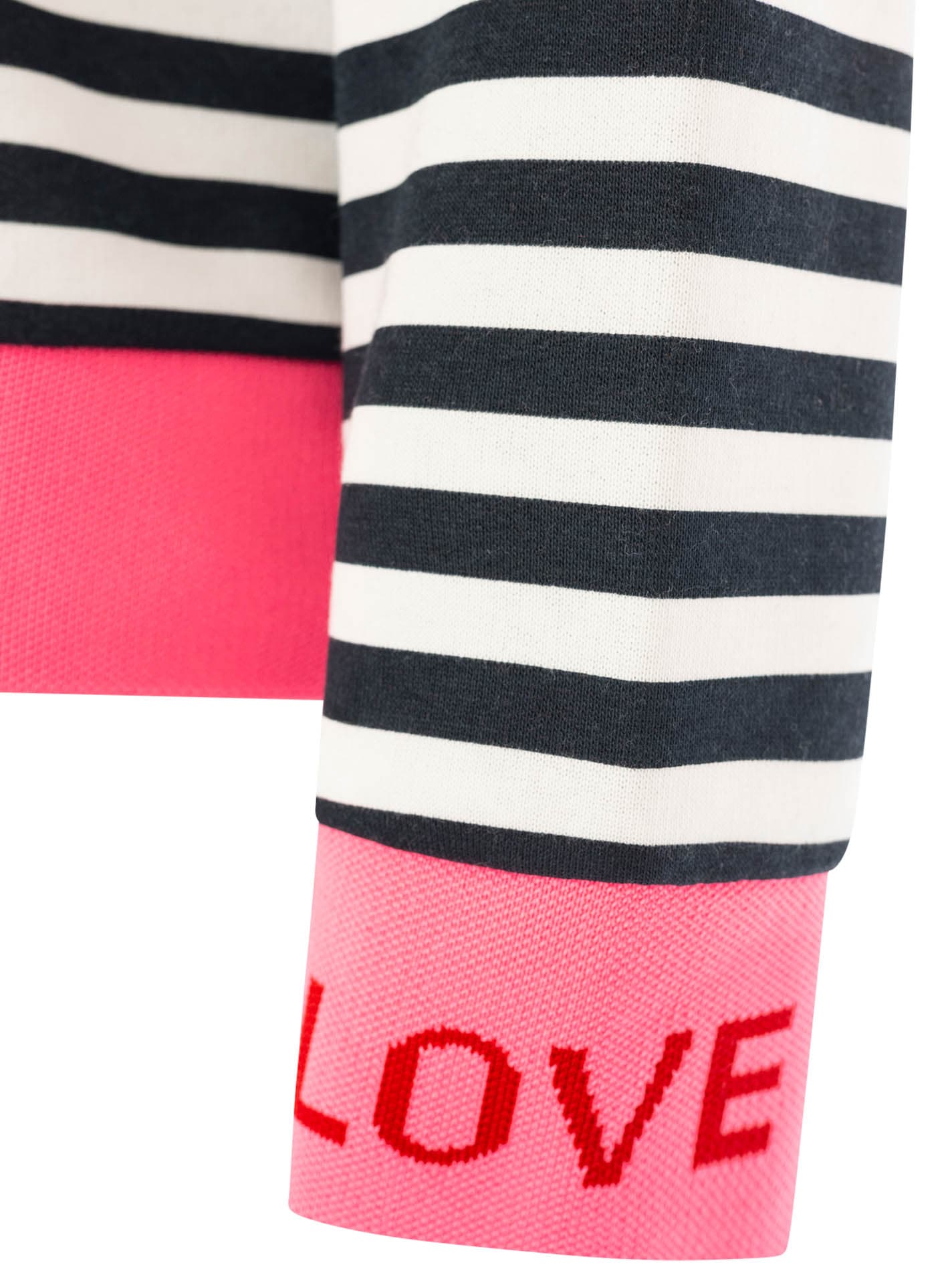 Zwillingsherz Sweatshirt »"LOVE"«, gestreift, Rundhals, pinke Bündchen, LOVE Schriftzug
