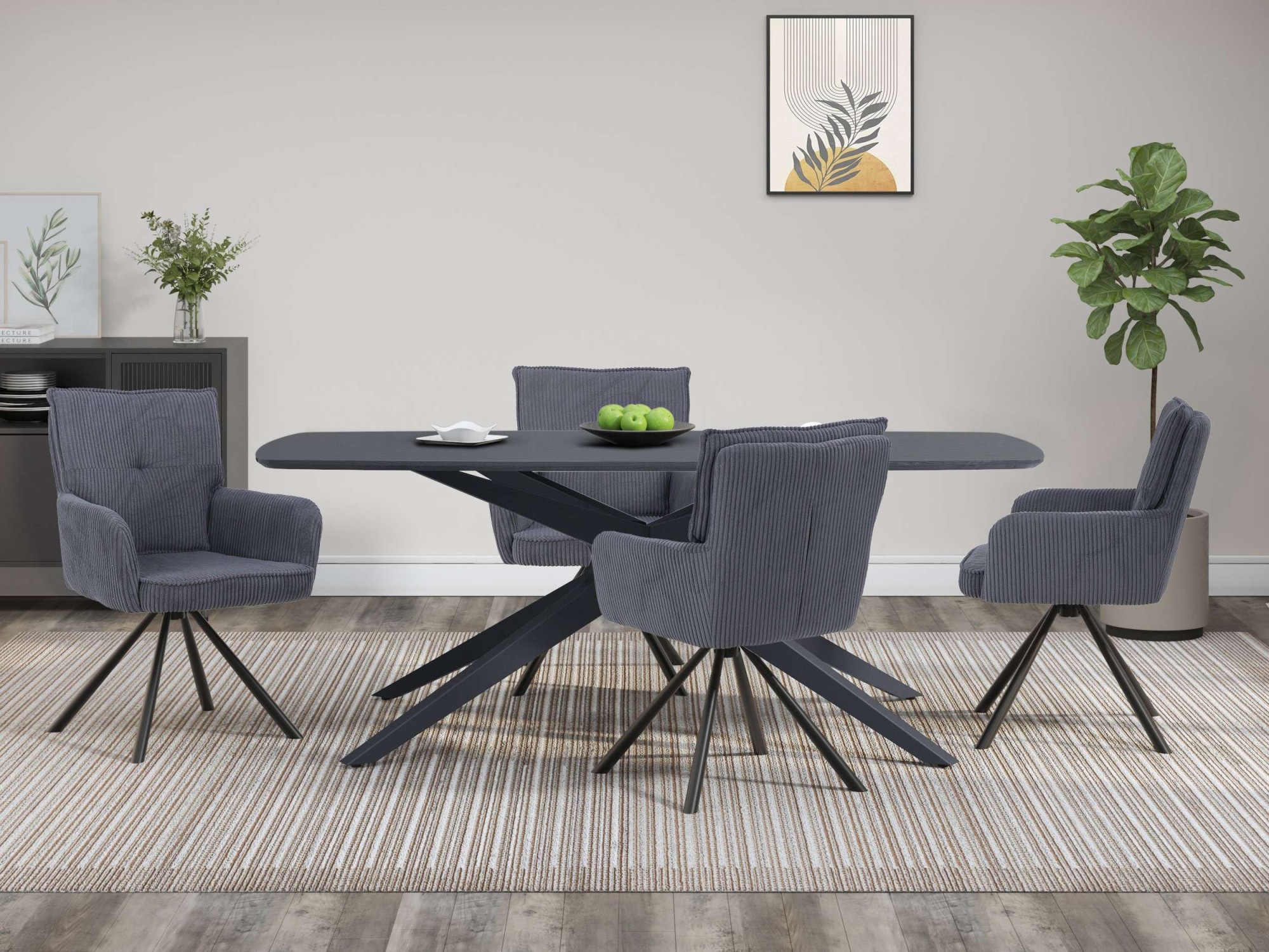 OTTO home Esstisch »Dakona« Tischplatte mit Holzstruktur, schwarze Metallbeine, Höhe 76 cm