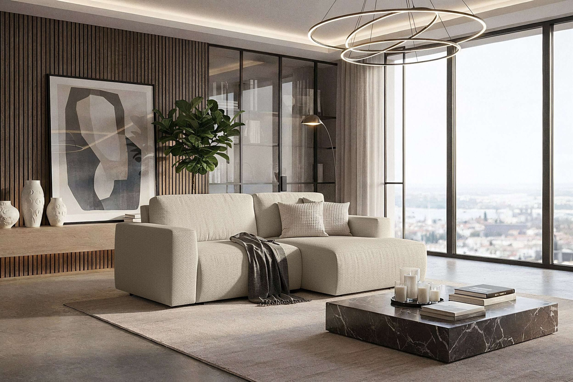 Home affaire Schlafsofa "Noord Schlafecksofa, Breite 250 cm" Cord, Struktur, Webstoff, mit Wellenunterfederung, Massivholzrahmen