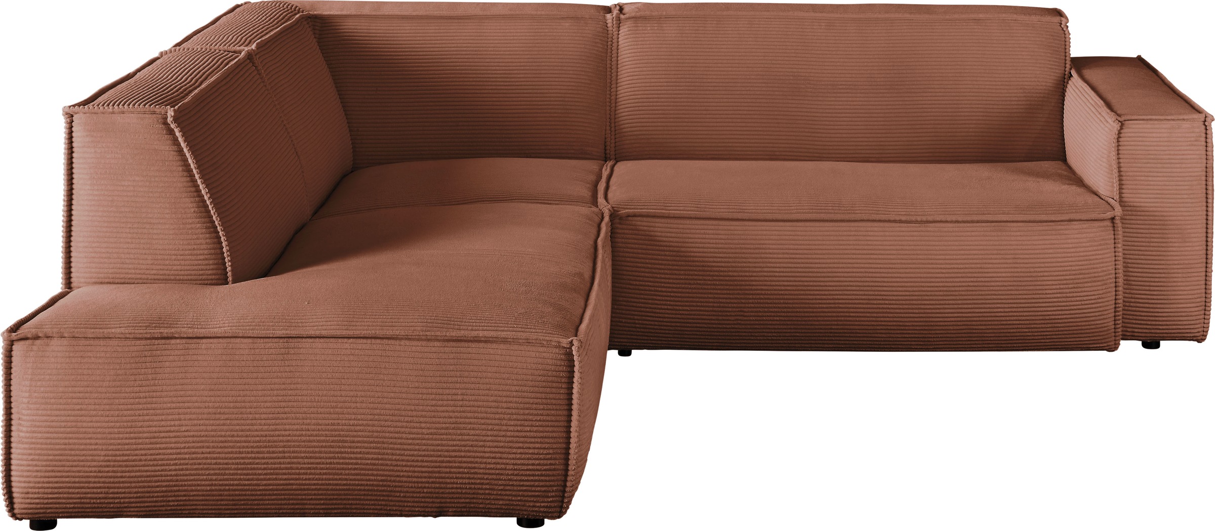 3C Candy Ecksofa »Matteo L-Form«, mit auffälliger Kedernaht, Cord-Bezug, Lounge-Charakter