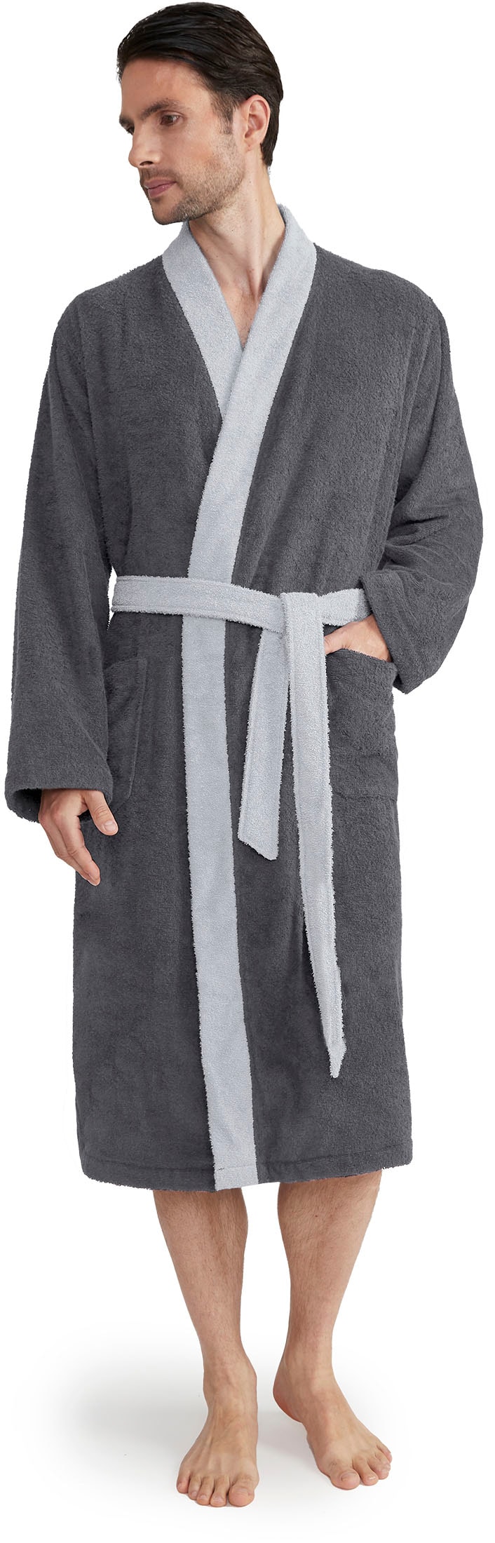 Möve Unisex-Bademantel »Superwuschel Kimono mit Blende«, (1 St.), ideal für Sauna & Spa, Hotelbademantel