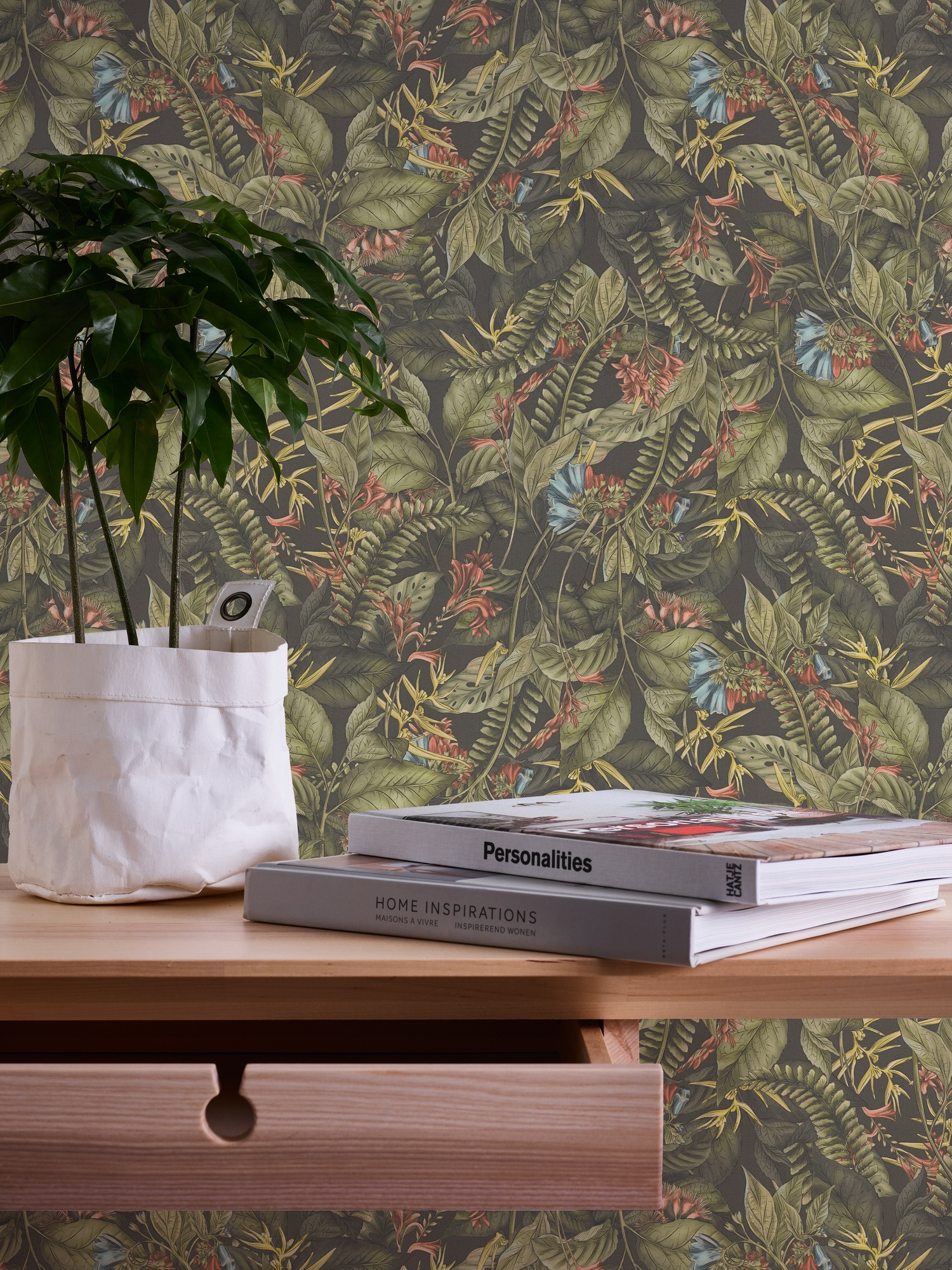 living walls Vliestapete »Drawn Into Nature Dschungel-Tapete Mustertapete Floral Dschungeloptik«, matt, Vliestapete Dschungel für Schlafzimmer Küche Wohnzimmer Dschungel Flur