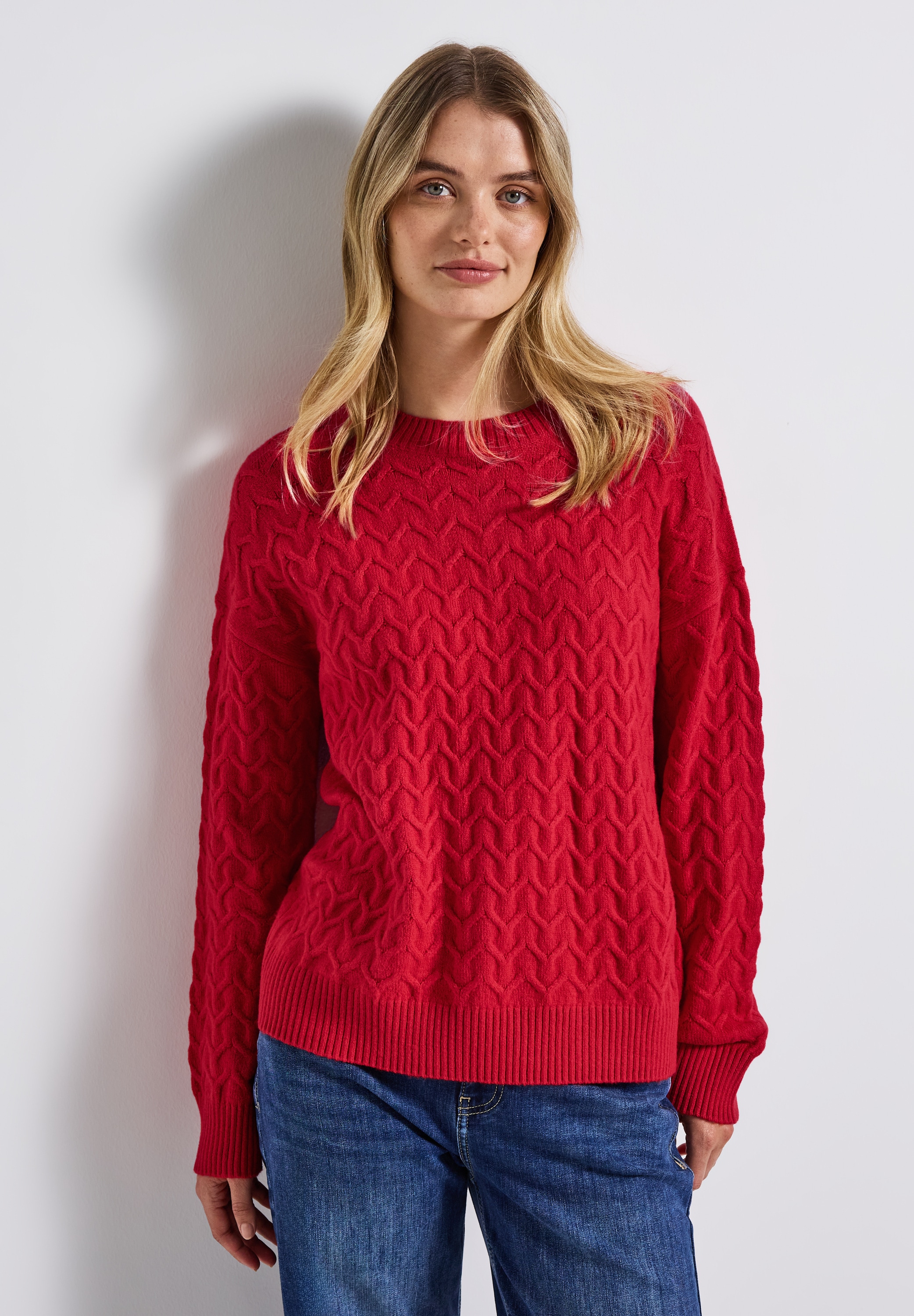 STREET ONE Rundhalspullover mit Strukturmuster günstig online kaufen