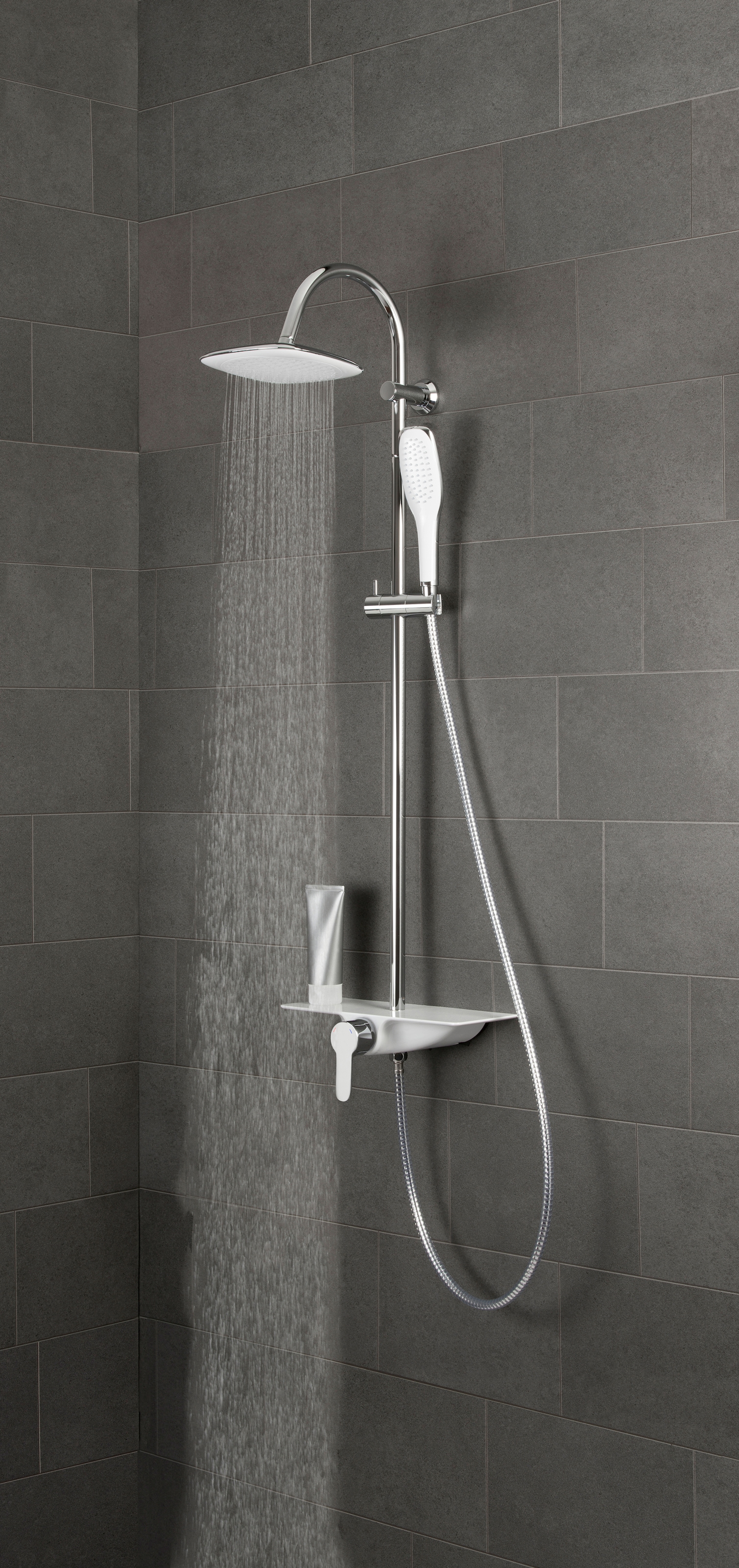 Schütte Brausegarnitur »Waterway«, Duschsystem mit Armatur und Regendusche, Chrom/Weiß