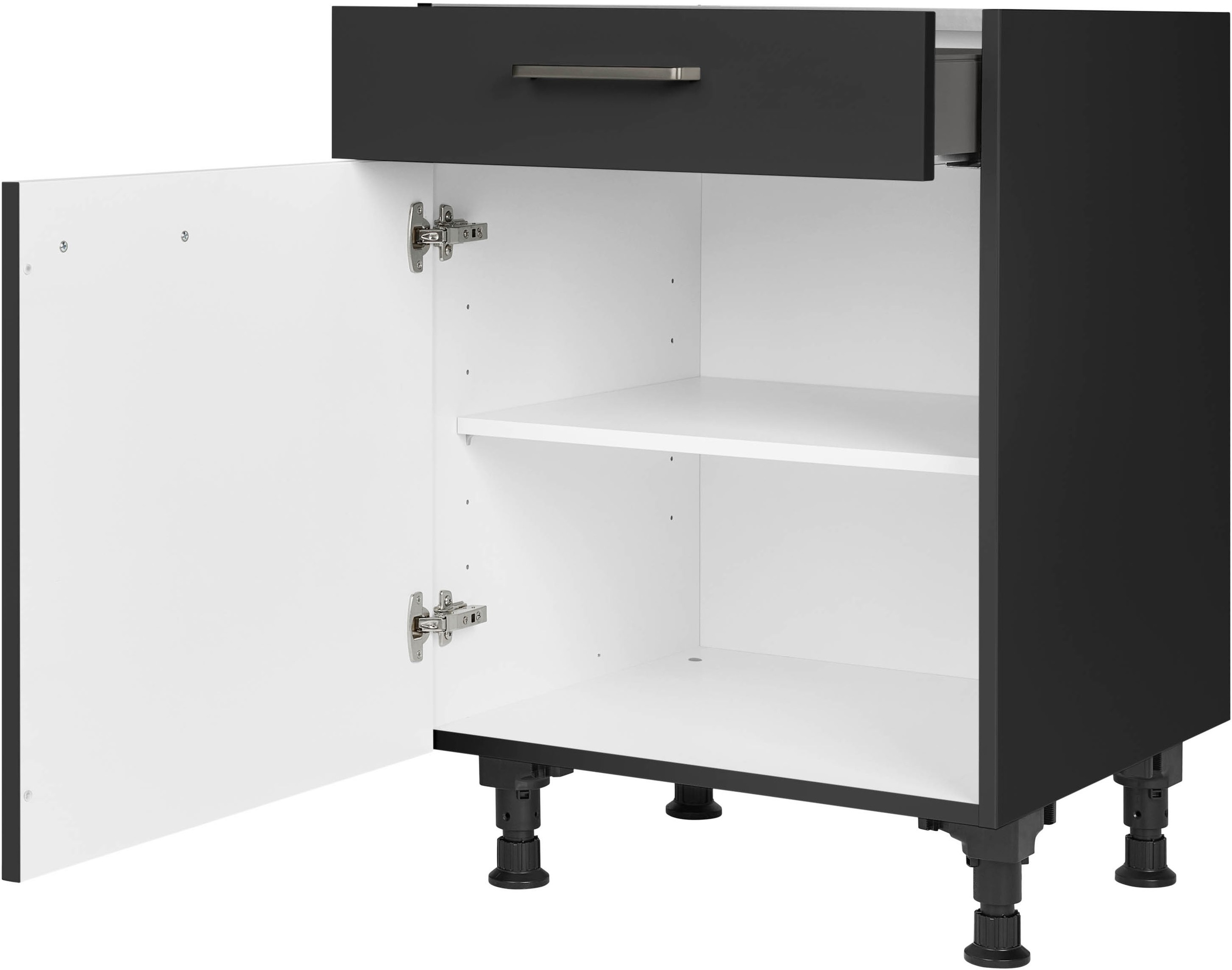 nobilia® Unterschrank »"Touch", Ausrichtung wählbar, vormontiert, in den Breiten 30, 45 und«, 60 cm Breite, mit höhenverstellbaren Sockelfüßen, vormontiert