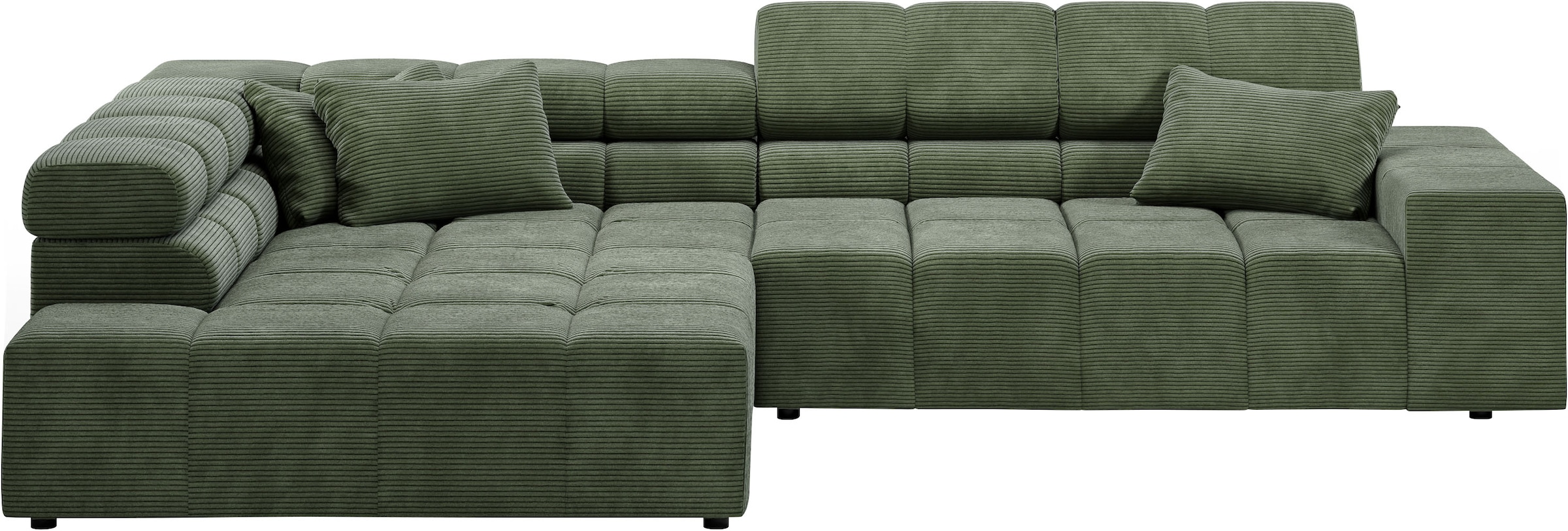 INOSIGN Ecksofa »Ancona incl. Kopfteilverstellung, Zierkissen Breite 319cm, L-Form«, wahlweise motorische Sitztiefenverstellung, auch in Cord + Easy Care