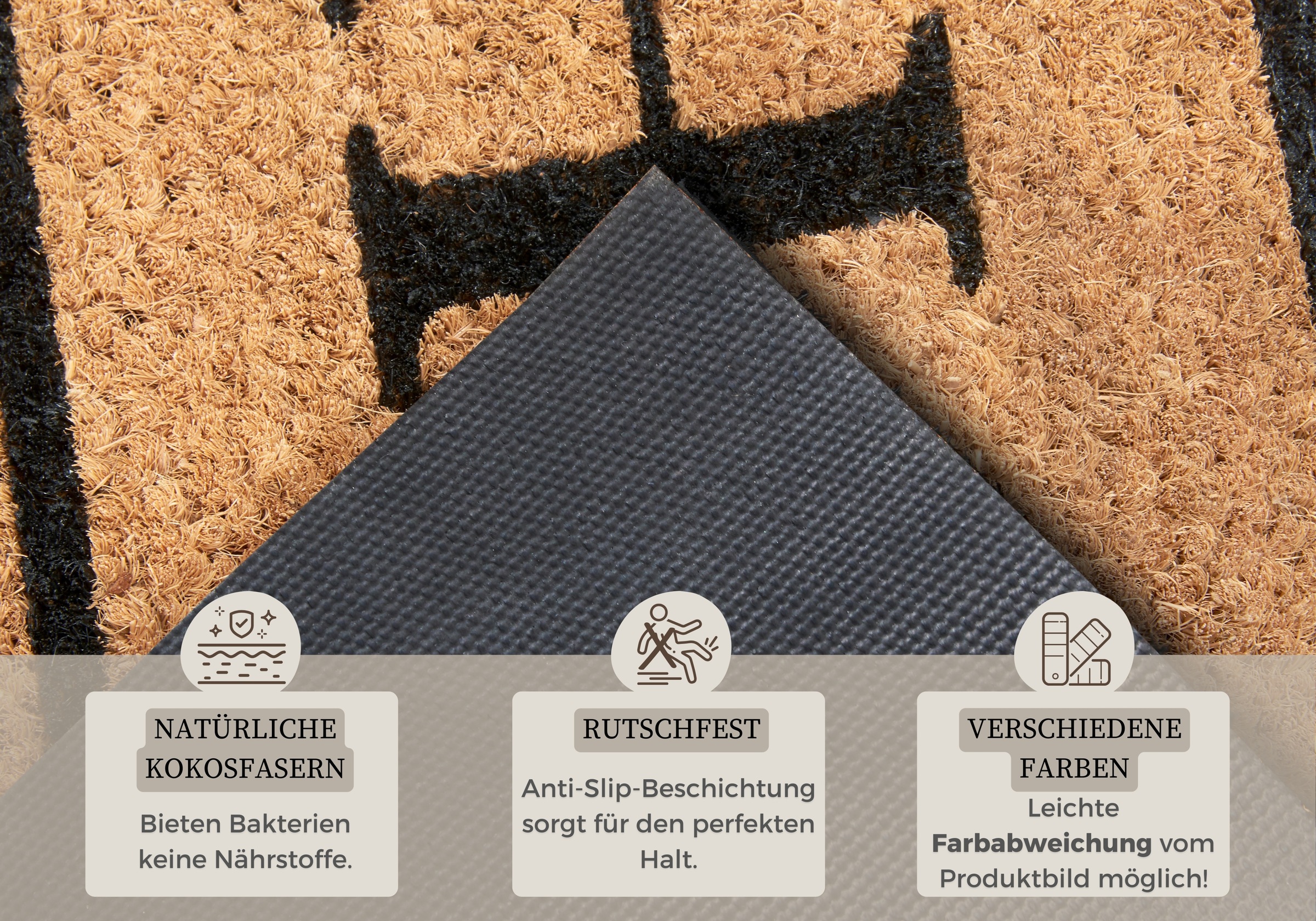 Thumbnail - HANSE Home Fußmatte "Mix Mats Kokos Wide Home Border, Türmatte", rechteckig, 15 mm Höhe, Kokos, Schmutzfangmatte, Outdoo...