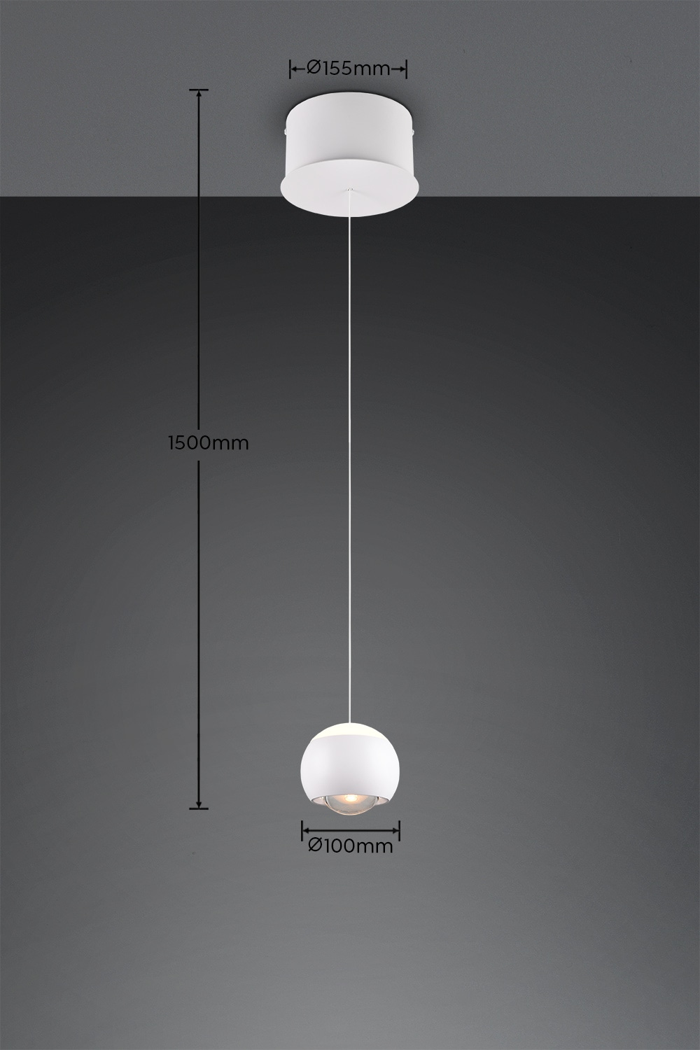 Musterring LED Pendelleuchte »CANNON, 1-flammige LED Hängelampe 5W 500Lumen 2300-4000K CCT« LED-Board 1 Stk. Farbwechsler | warmweiß - kaltweiß mit Fernbedienung, stufenlos höhenverstellbar max 195cm dimmbar Memory