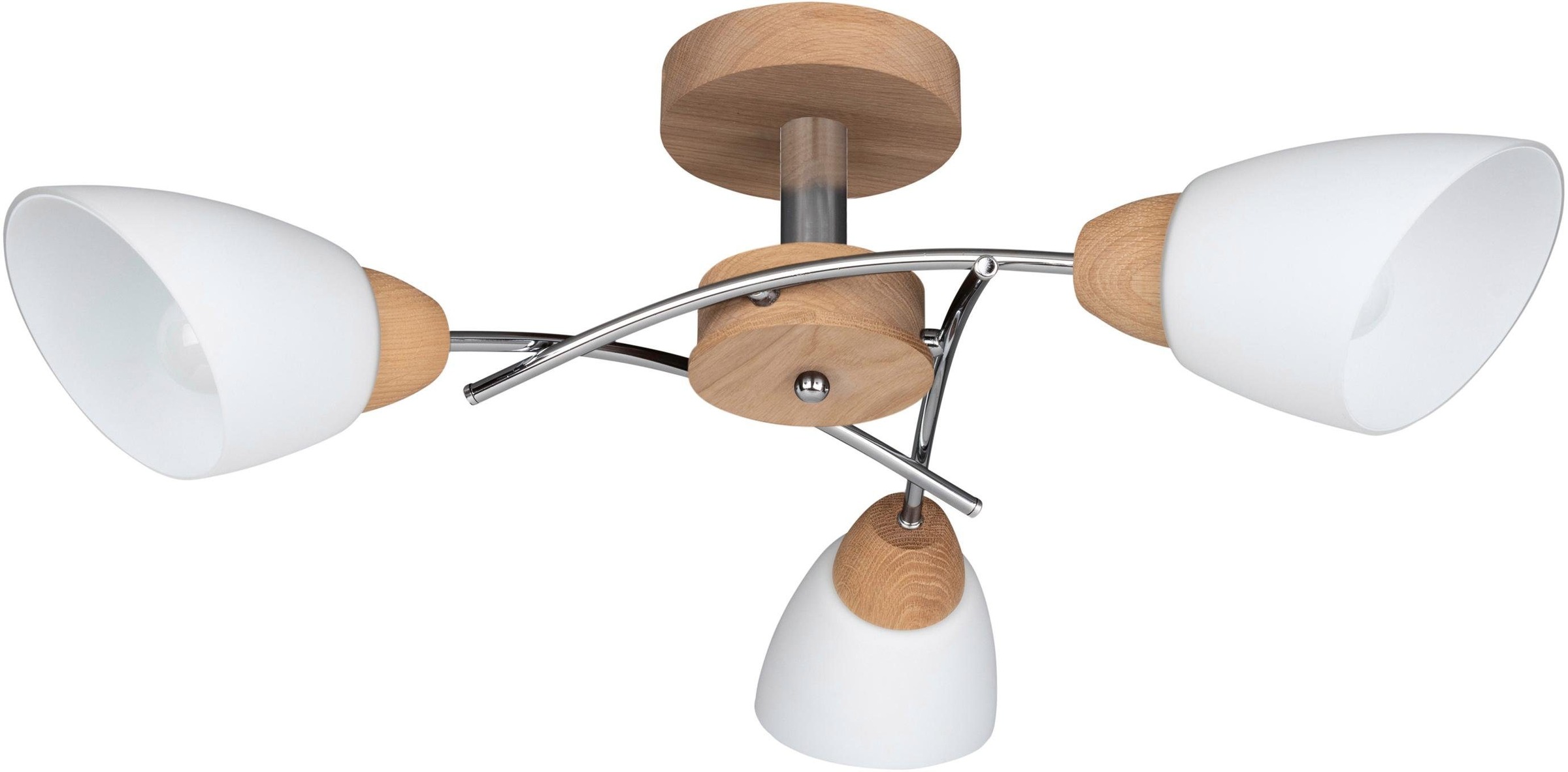 SPOT Light Deckenleuchte VILETTA, E27, Zeitlose Leuchte aus Eichenholz und Metall, hochwertige Schirme aus Opalglas, Passende LM E27, Made in EU
