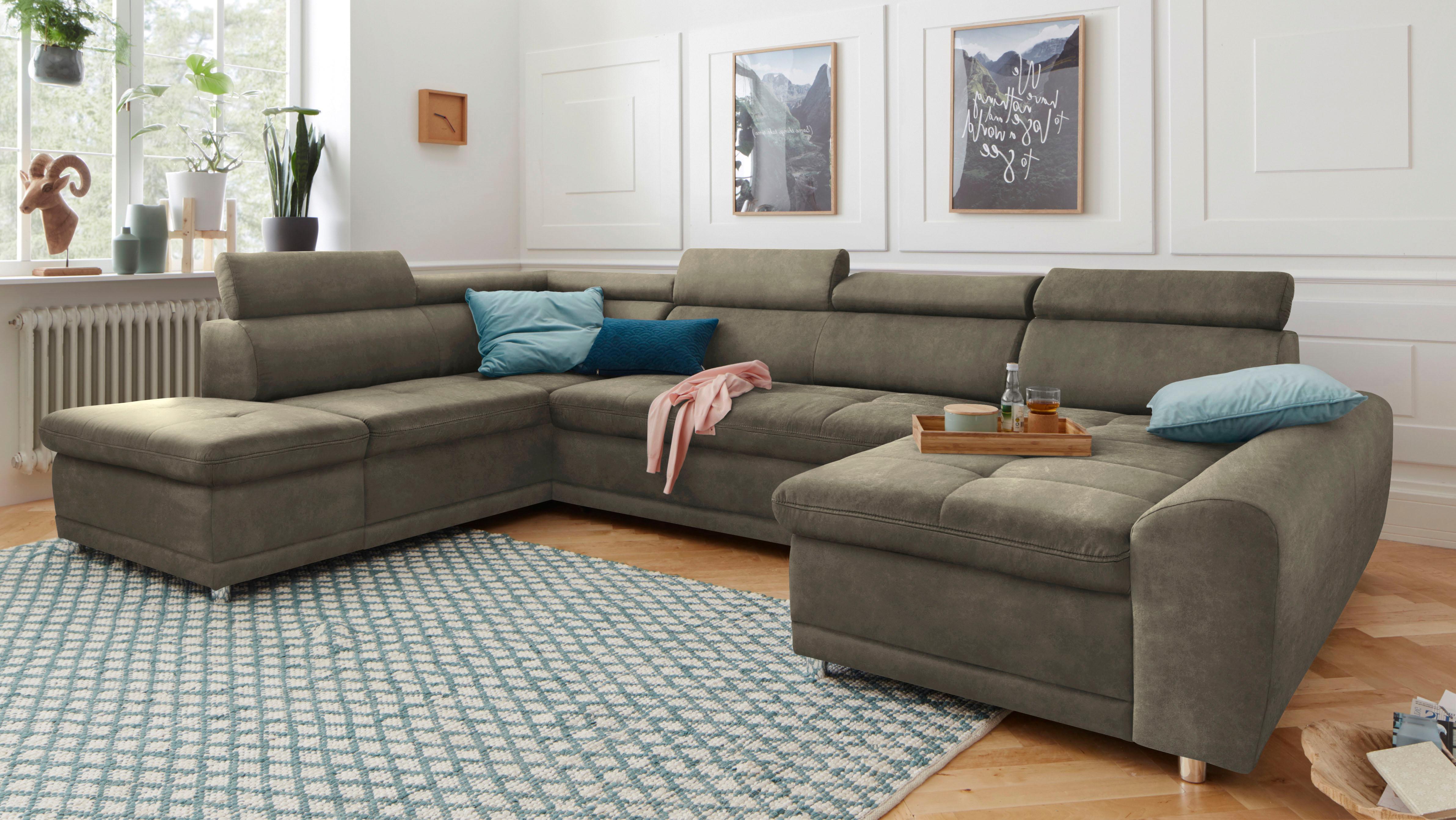 sit&more Wohnlandschaft "Riva U-Form" wahlweise mit Schlaffunktion