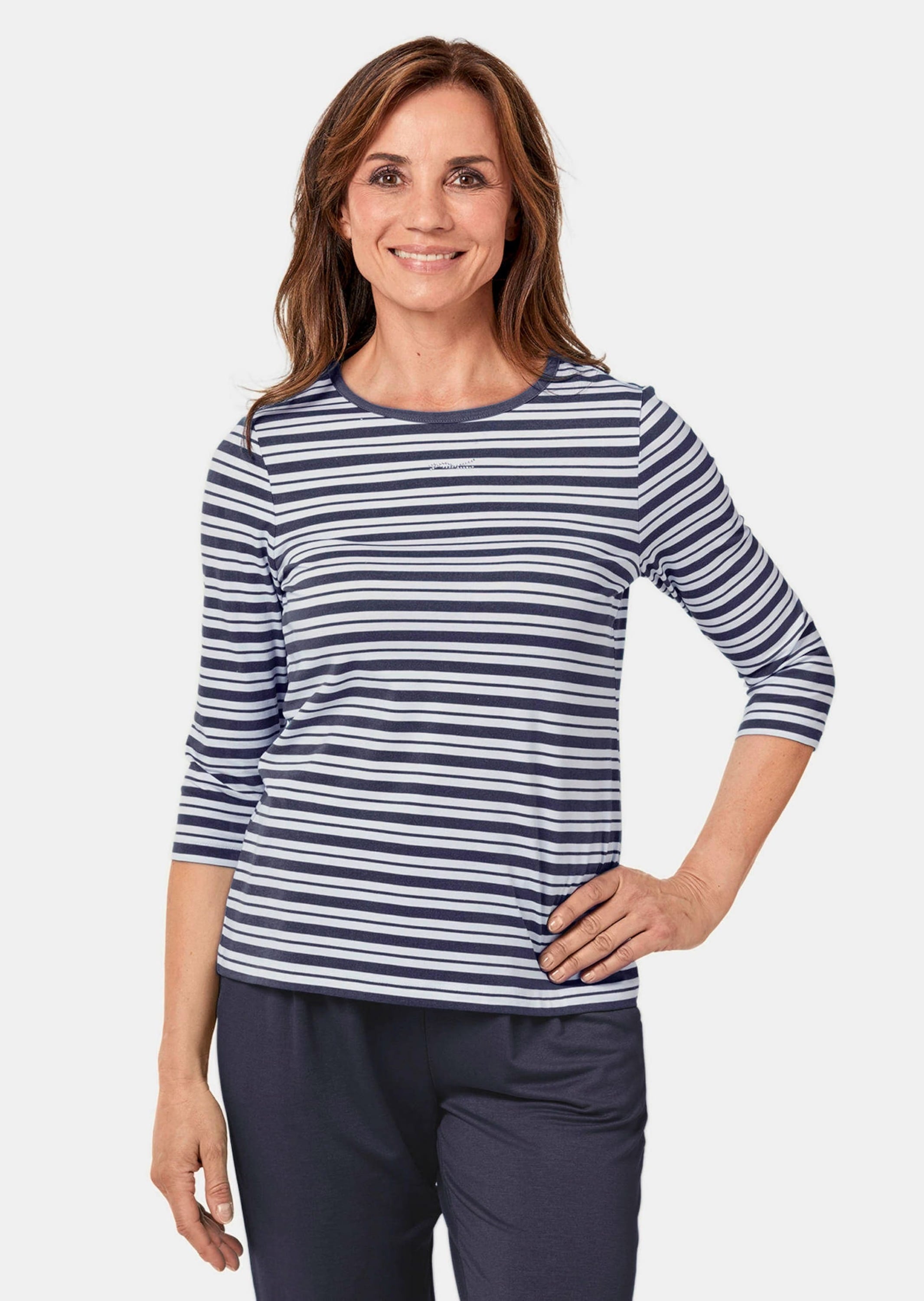 GOLDNER Kurzarmshirt »Kurzgröße Ringelshirt mit U-Boot-Ausschnitt«