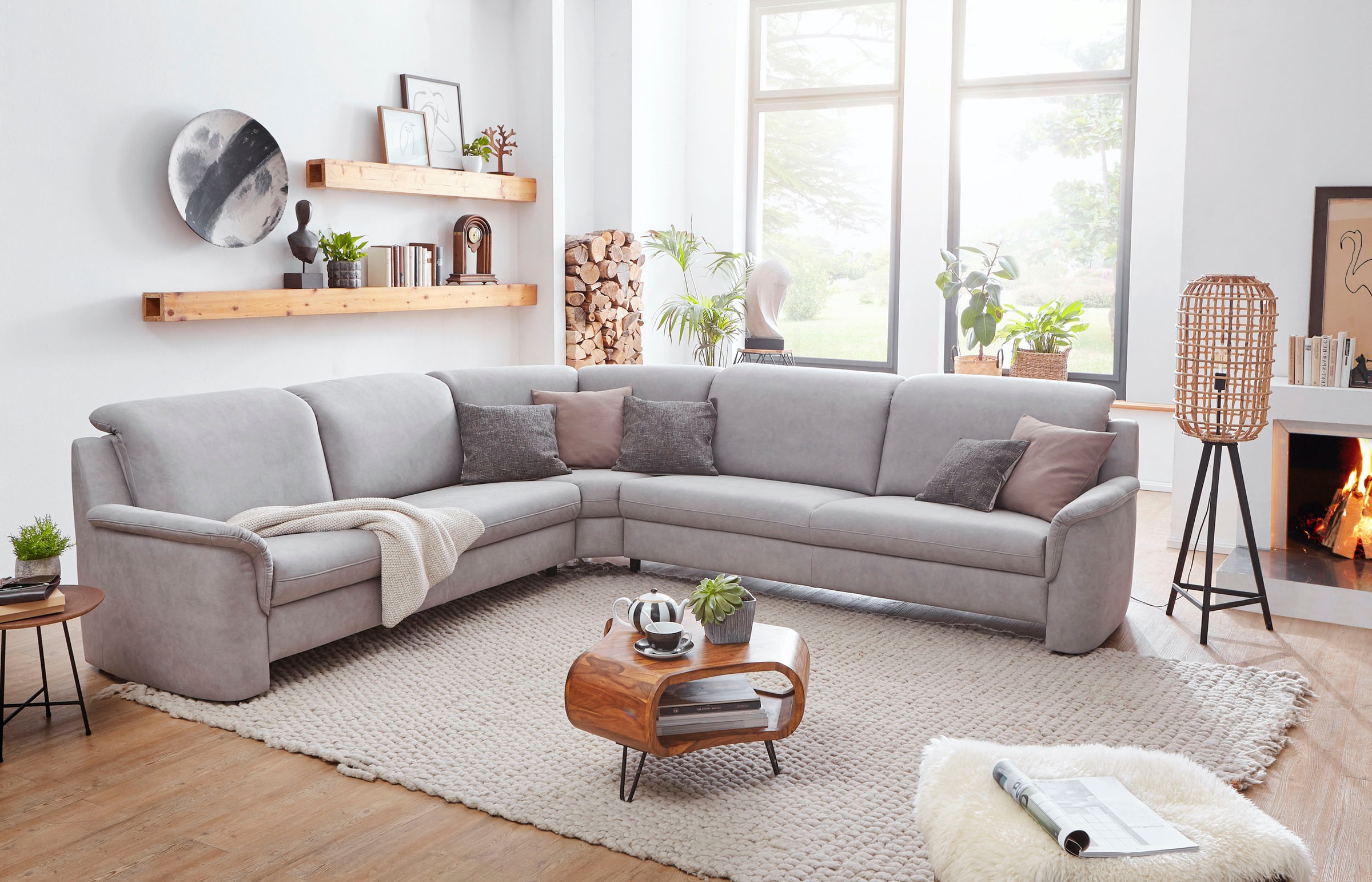 VILLA BECK Ecksofa »Garda L-Form«, (4 St.), inklusive Kopfteilverstellung, Stellmaß 277x245cm