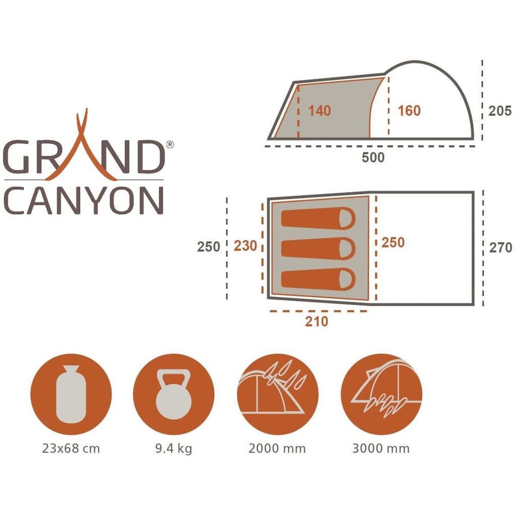 GRAND CANYON Tunnelzelt »Fraser 3«, 3 Personen